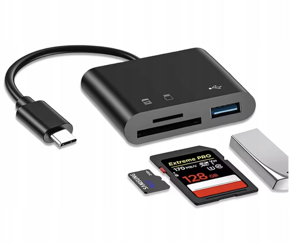 3in1 HUB OTG Adapter USB-C to SD Card Reader MicroSD USB (LED) Manufacturer code 12000053485478225