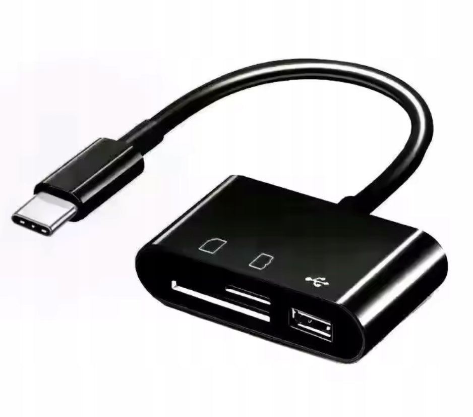 3in1 HUB OTG Adapter USB-C to SD Card Reader MicroSD USB (LED)