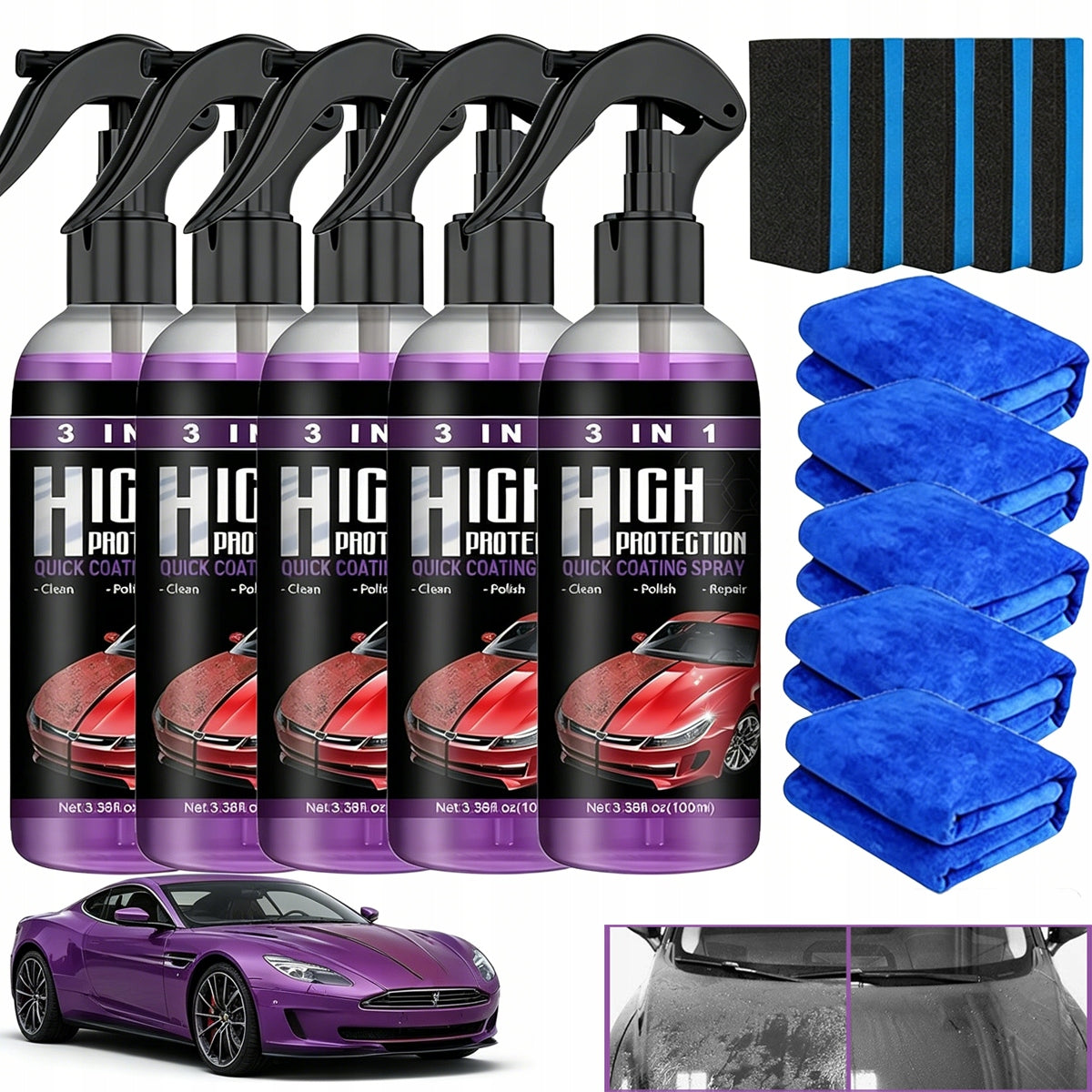 3in1 High Protection, Fast Water Repellency Car Paint 5X 100ml