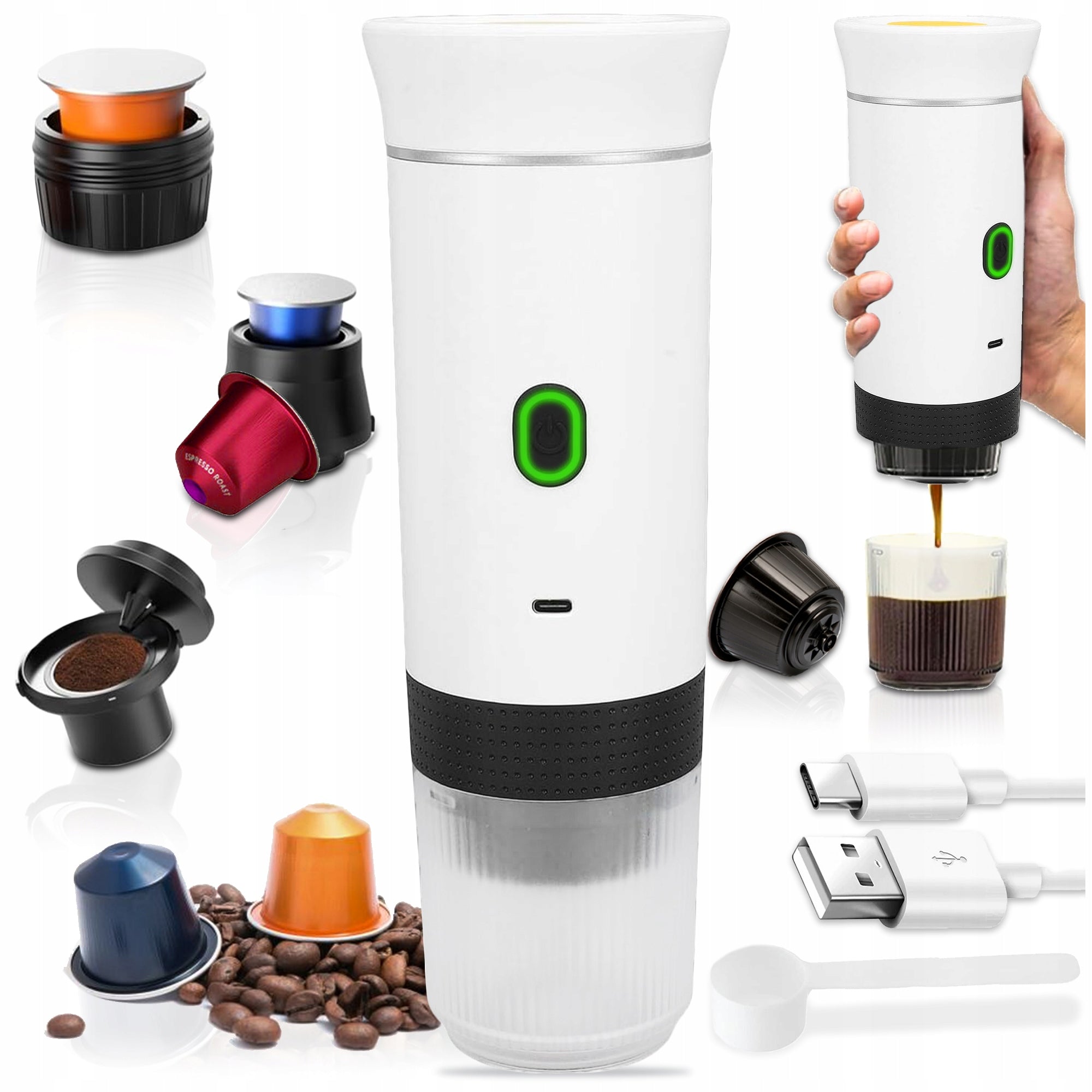 3in1 PORTABLE COFFEE MAKER TOURIST PRESSURE GROUND CAPSULES