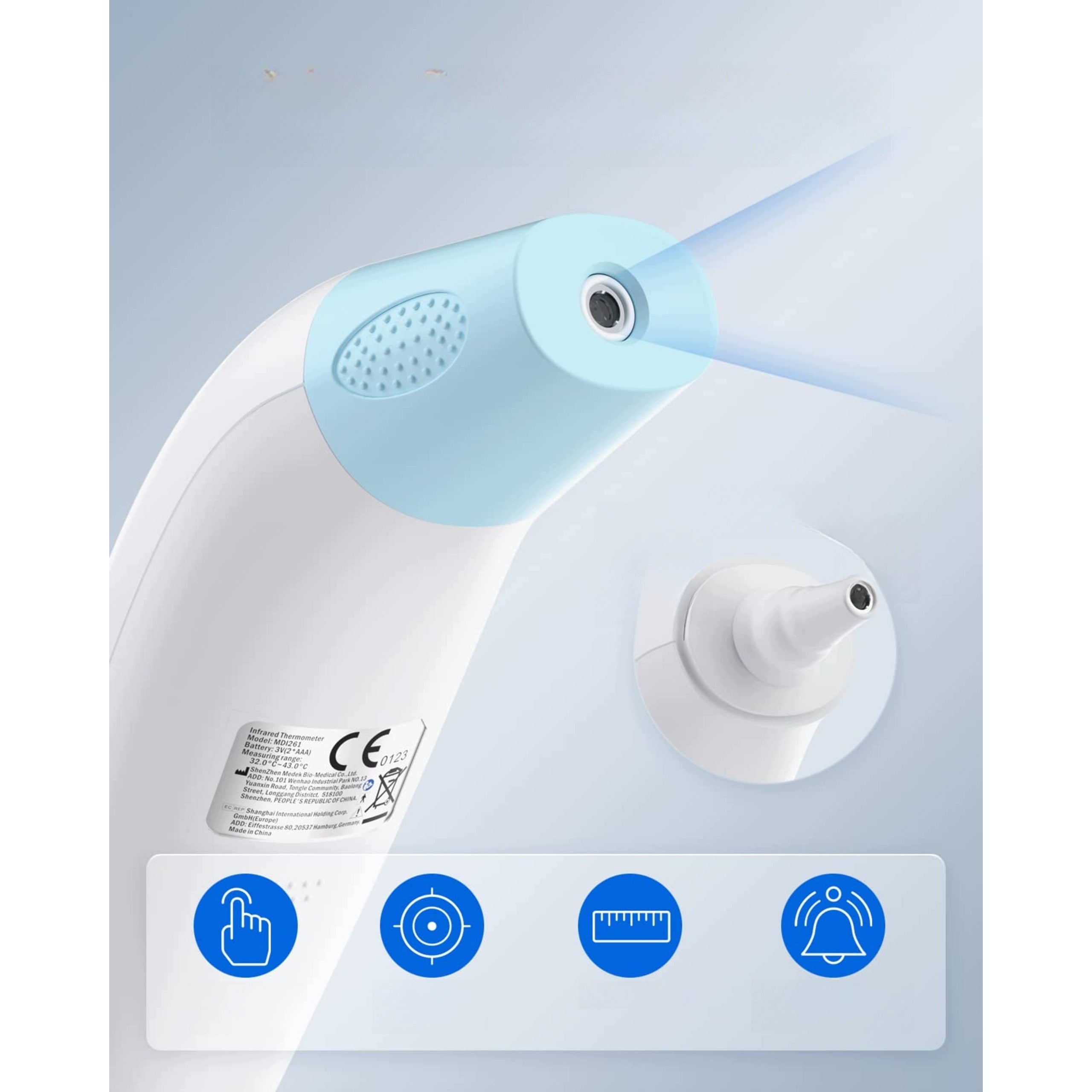 3in1 Touchless Digital Forehead and In-Ear Thermometer Fast 1s CE Medical device no