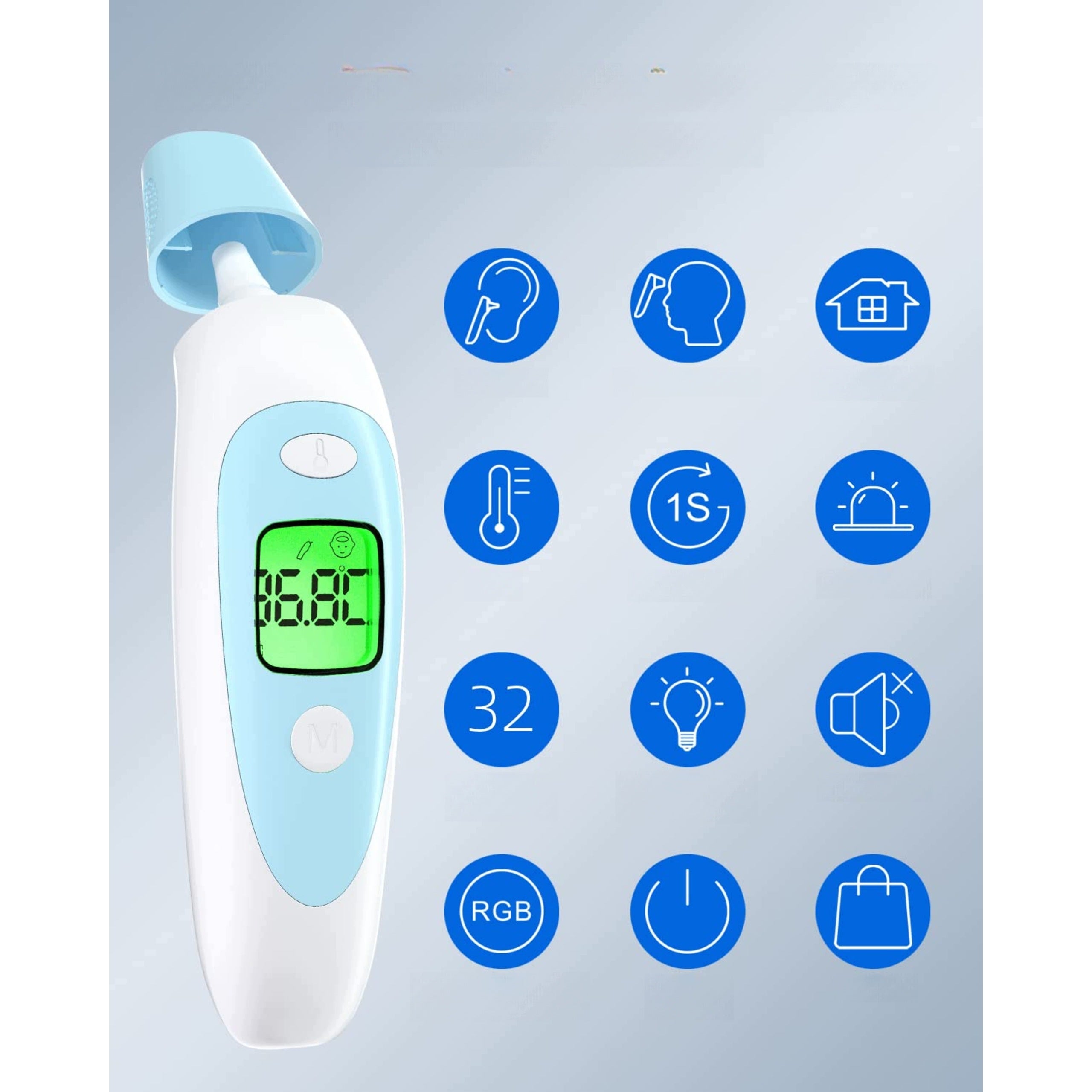 3in1 Touchless Digital Forehead and In-Ear Thermometer Fast 1s CE Packaging status original