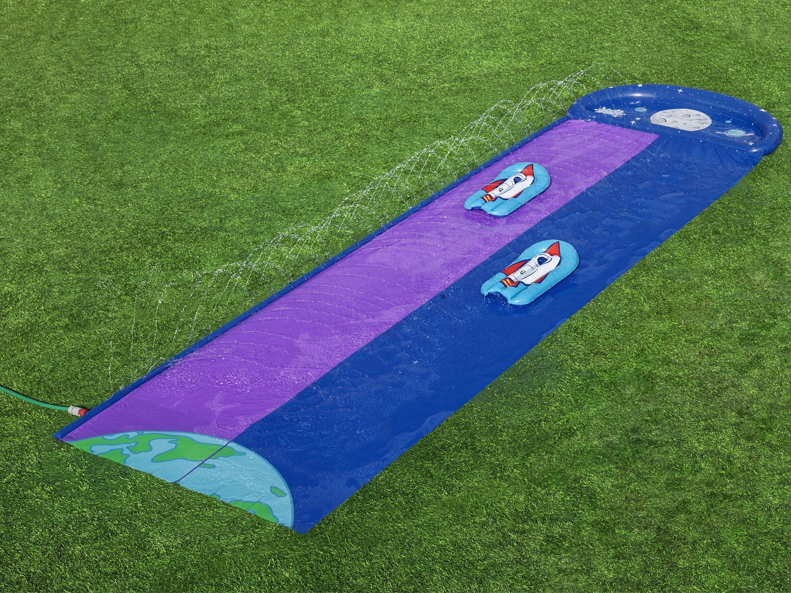 3in1 Water Slide Double Slide 488cm With Water Fountain +2 Inflatable Boards Kind water