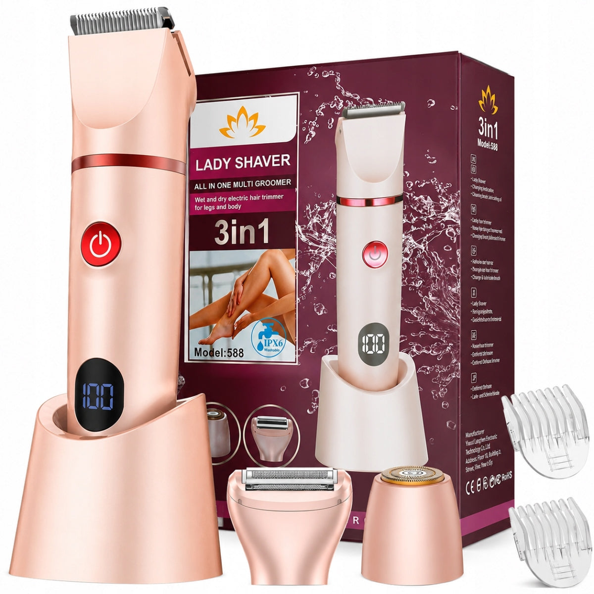 3in1 Women's Shaver Shaving Machine for Women with LCD Display