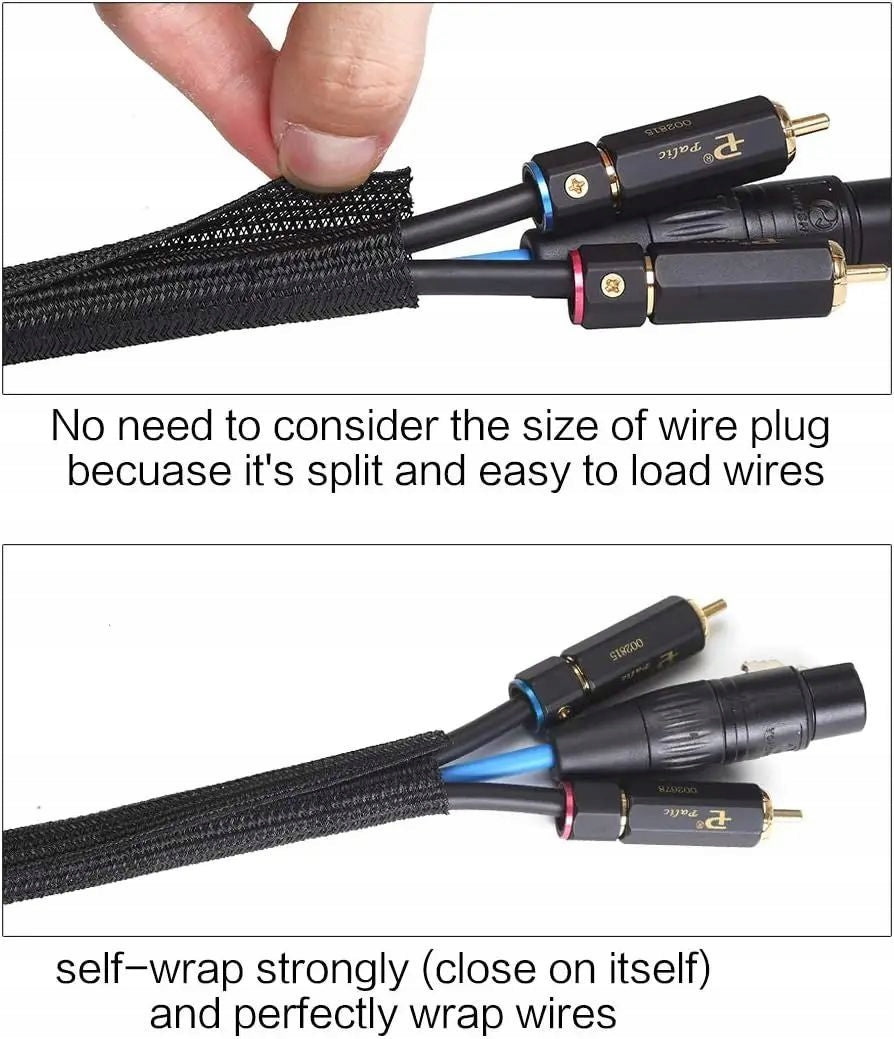 3m x 13mm Black Cable Sleeve, Wire Protector & Organizer, Cable Wrap Brand no brand