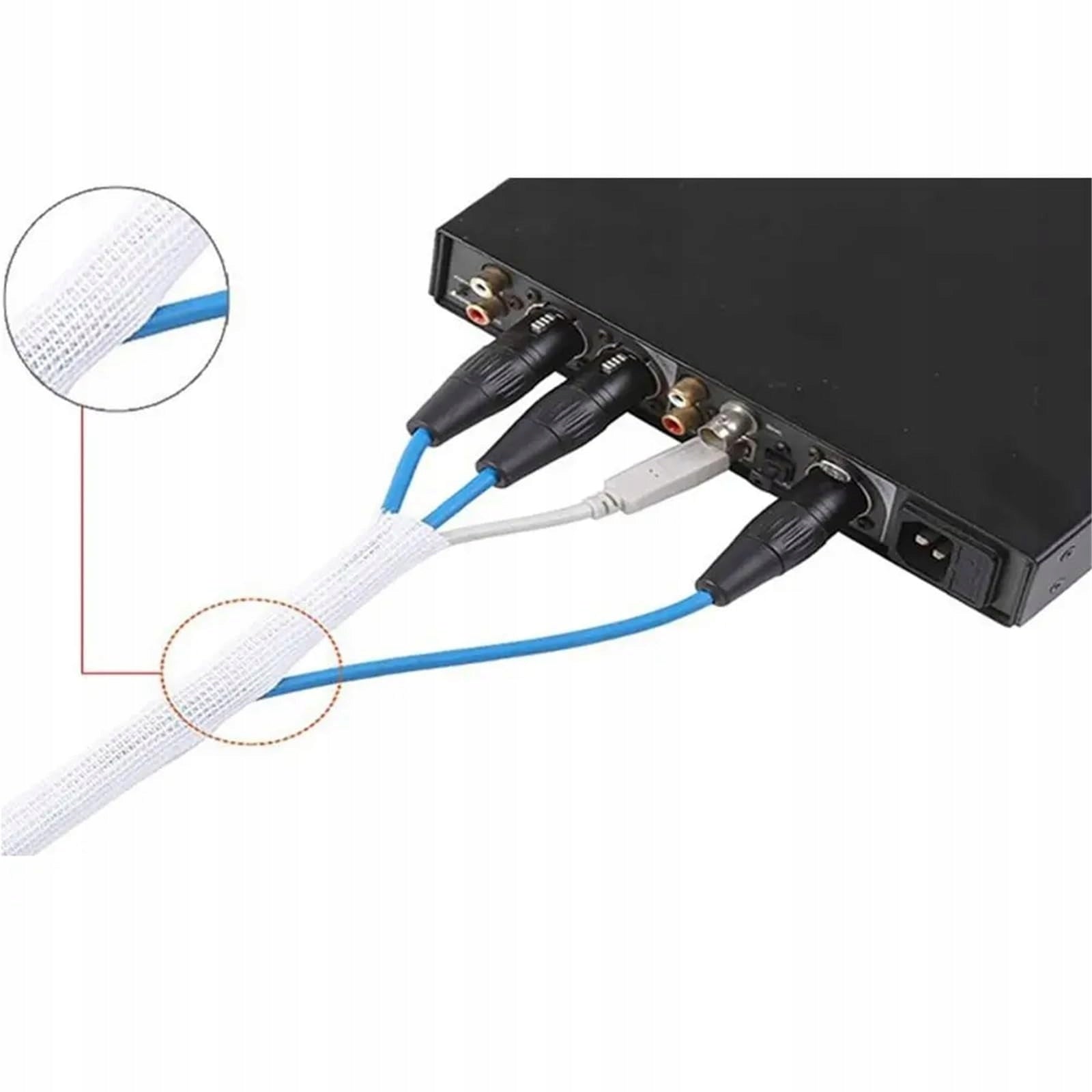 3m x 13mm White Cable Sleeve, Wire Protector & Organizer, Cable Wrap Model 13mm*3m-W