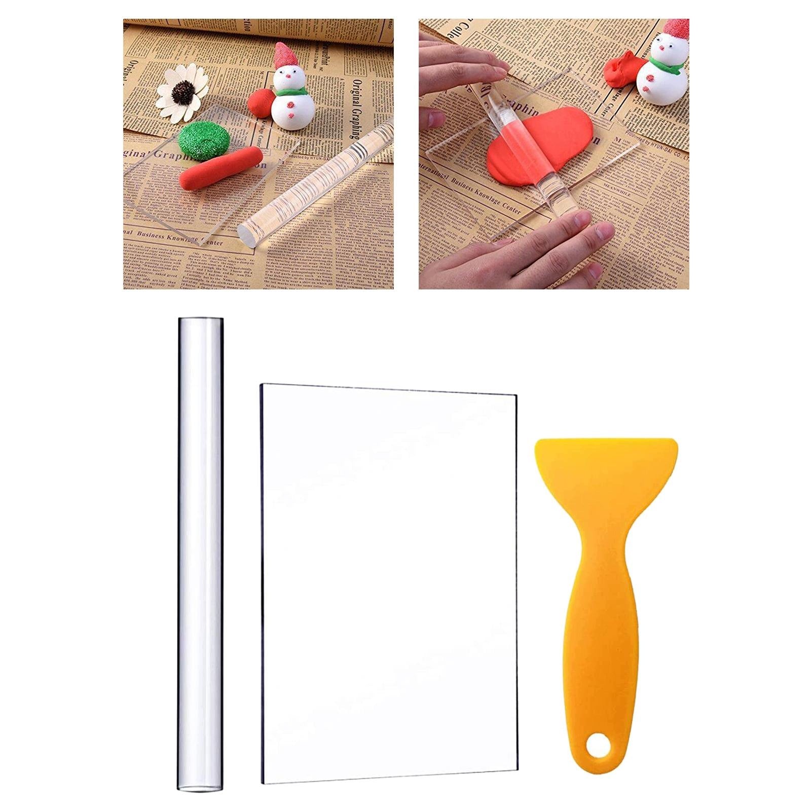 3pcs Acrylic Clay Roller Set Clay Shaper Ceramic Modelling Clay Cutter DIY