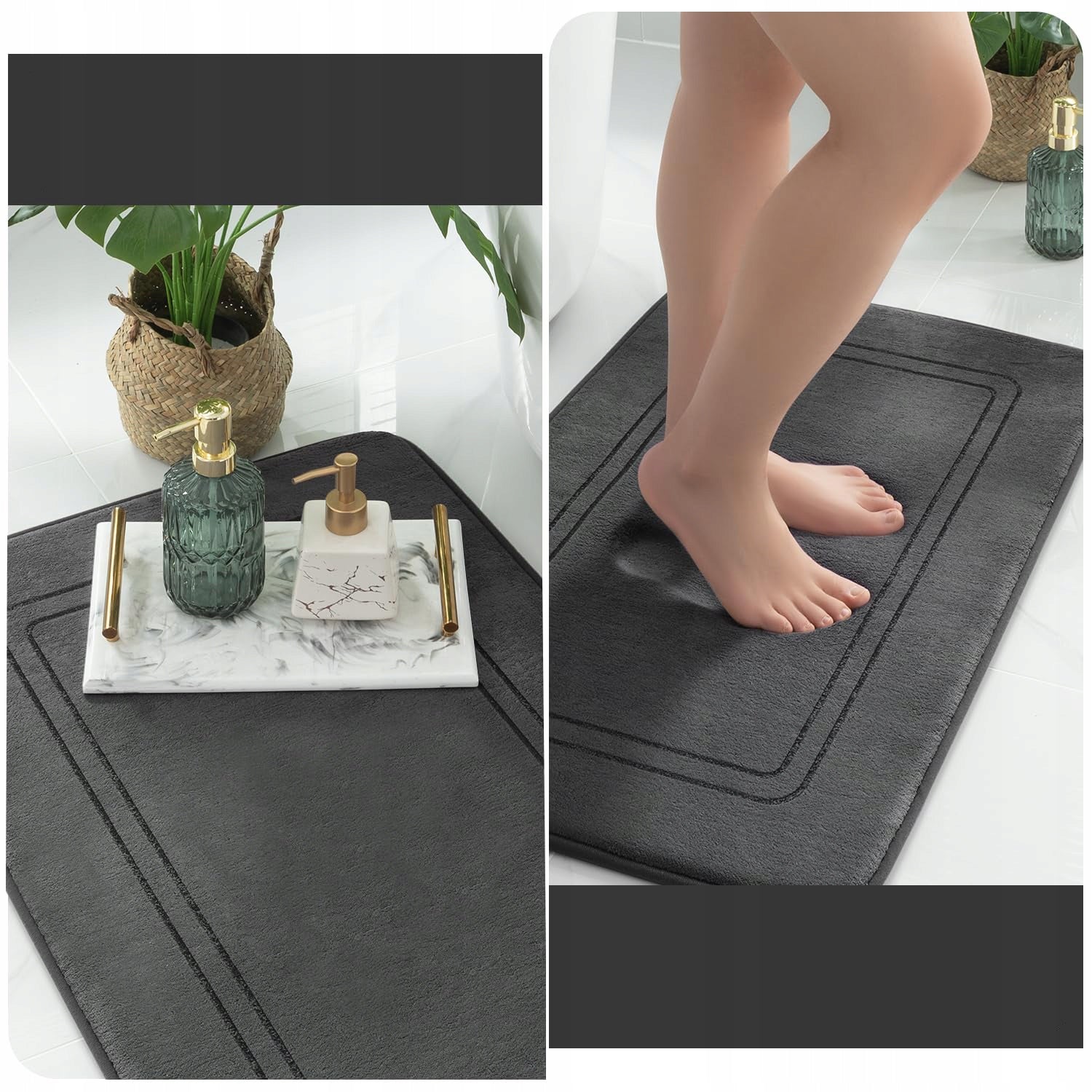 3pcs Bathroom Rugs SET NON-SLIP Mega Soft Thickness Shape rectangle