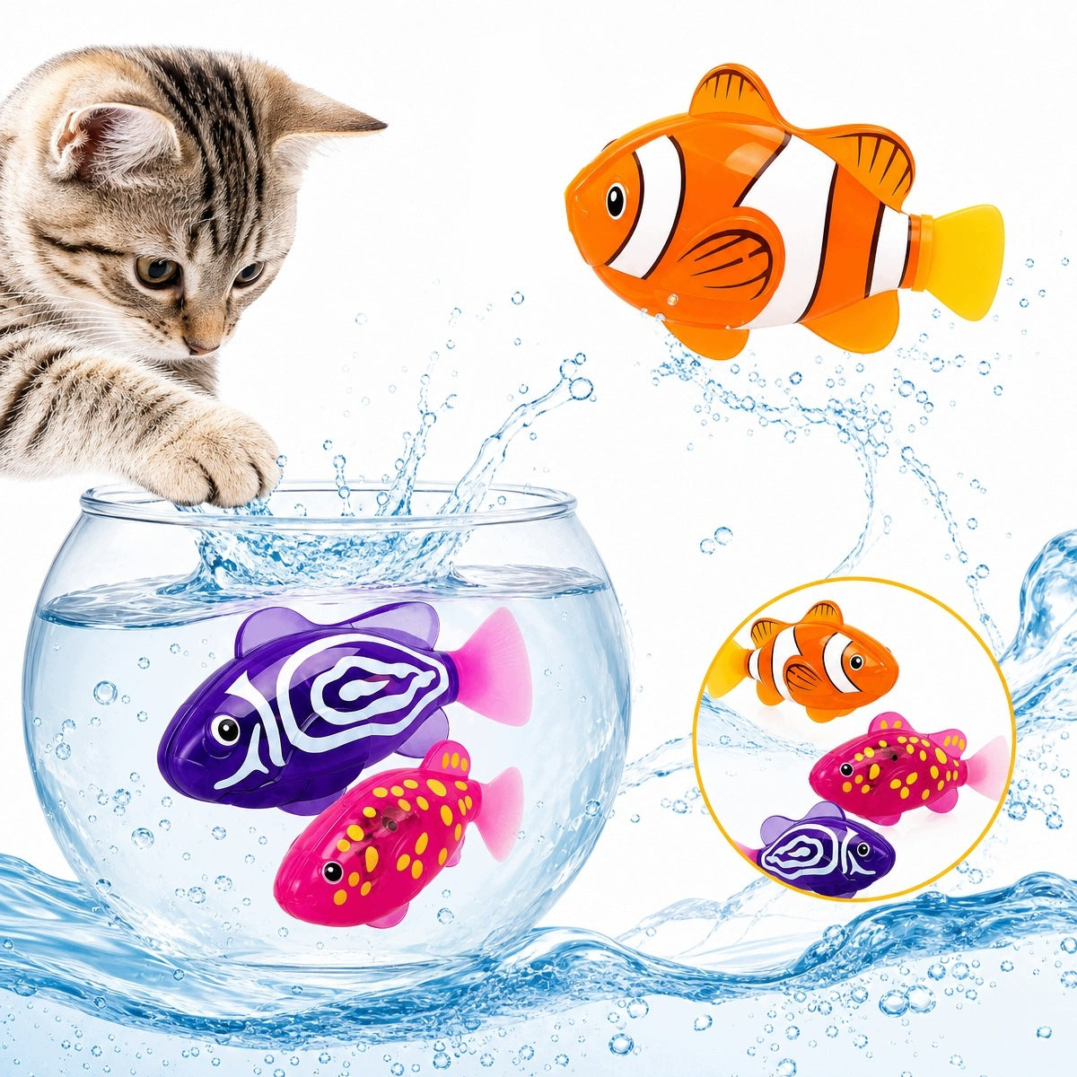 3pcs LED CAT TOY FLOATING FISH FOR CATCHING