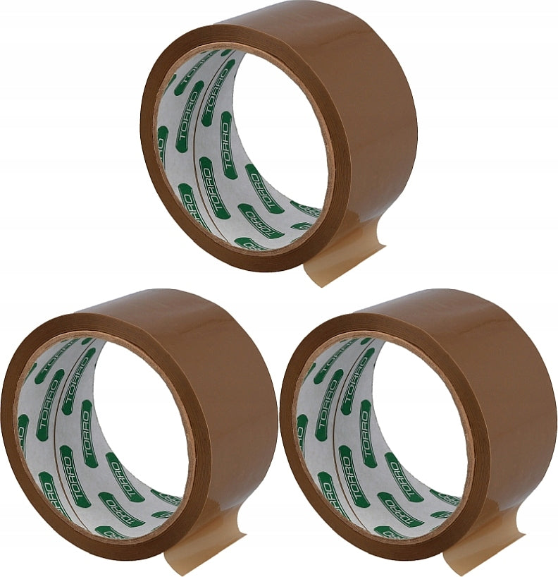 3pcs PACKING TAPE BROWN PACKING RUBBER BOPP 48mm 50yd