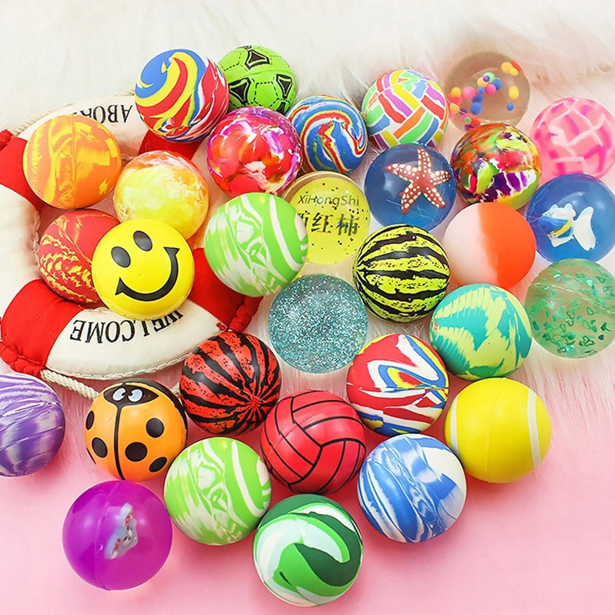 3x BALL RUBBER BALL JUMPING ANTI-STRESS MIX COLORS 45mm Kind rubber