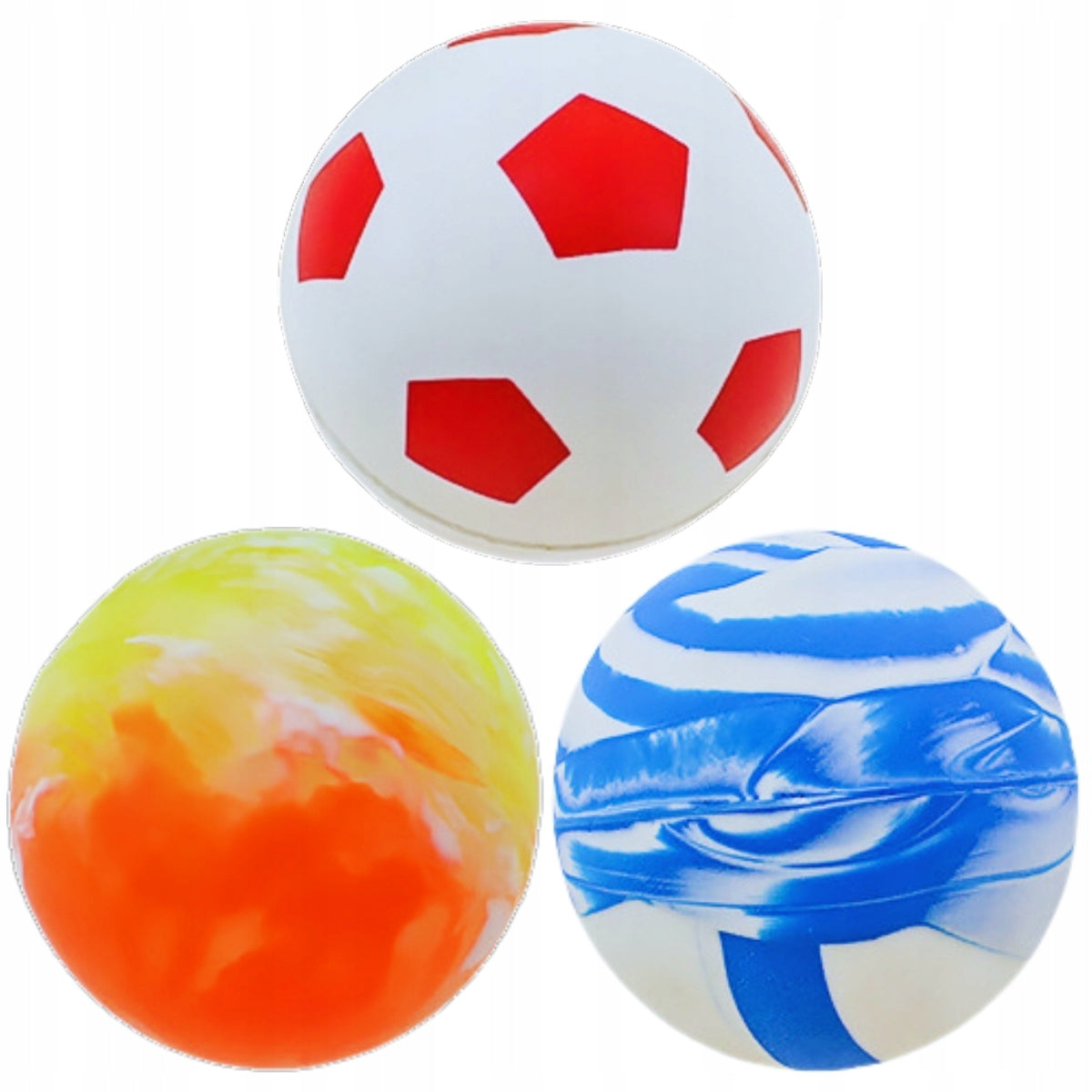 3x BALL RUBBER BALL JUMPING ANTI-STRESS MIX COLORS 45mm