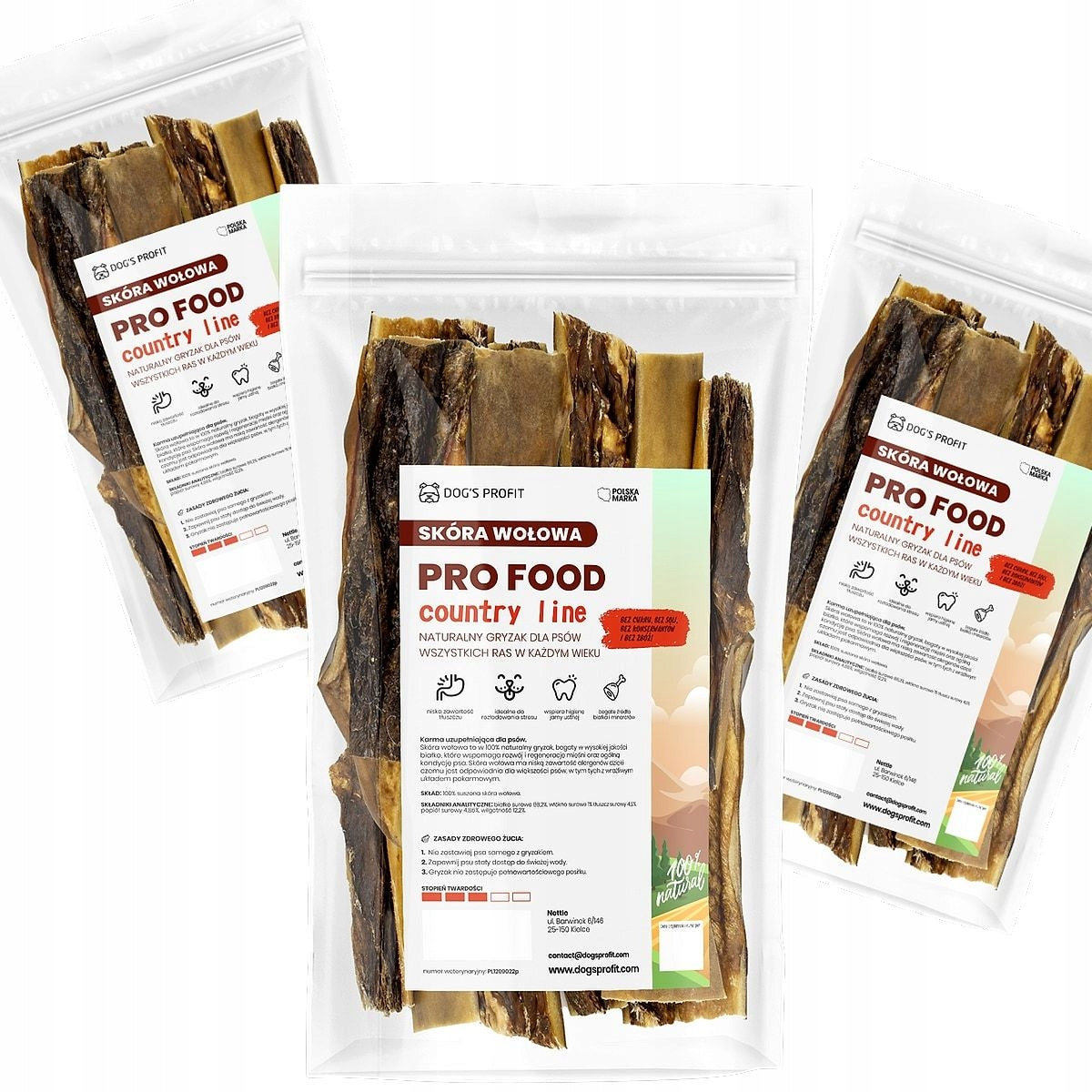 3x BEEF LEATHER FOR DOG 100G NATURAL TEETHER DOGS PROFIT