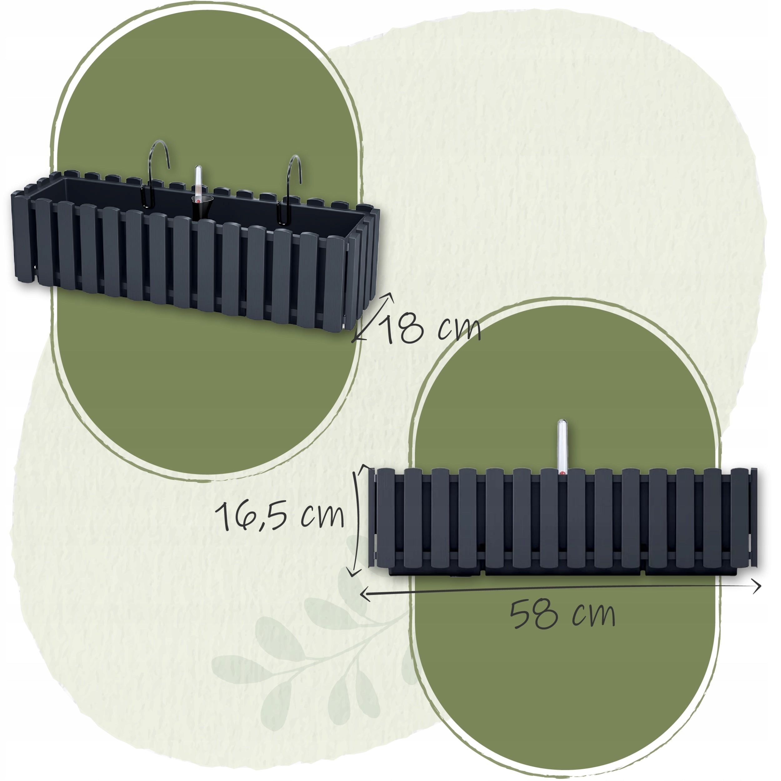 3x Balustrade box DDEF600W Balcony flowerpot + expanded clay 3l Material synthetic material