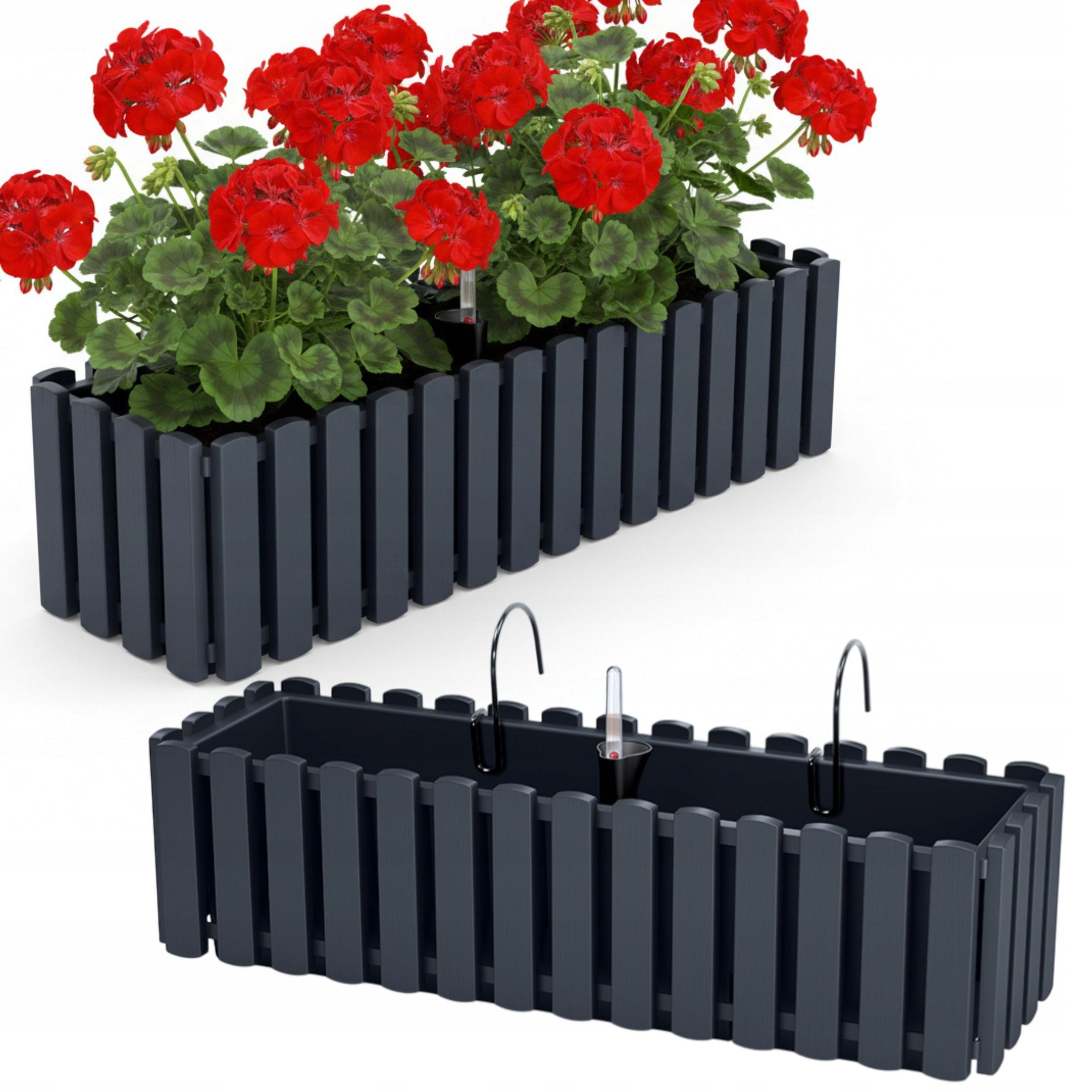 3x Balustrade box DDEF600W Balcony flowerpot + expanded clay 3l Maximum length 58 cm