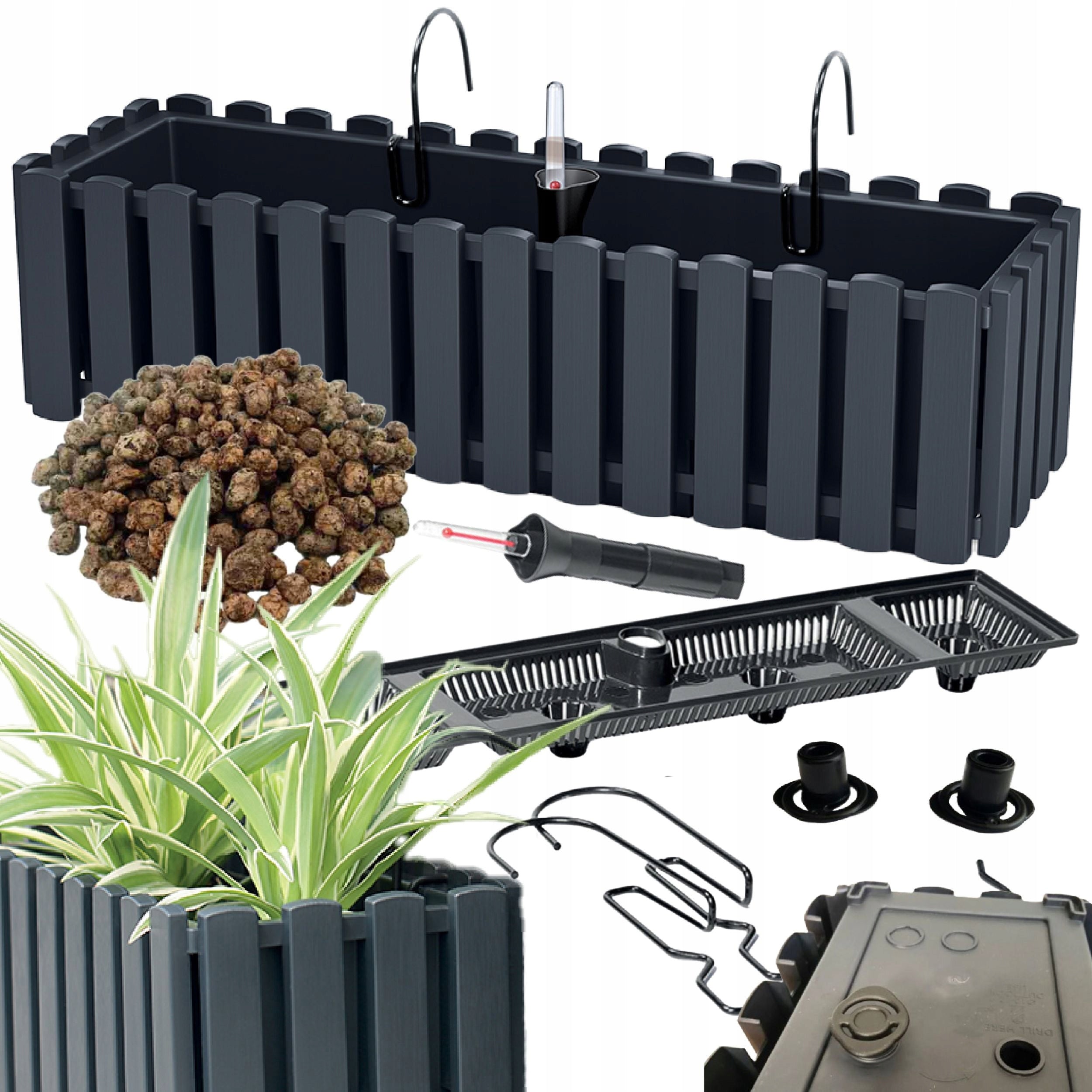 3x Balustrade box DDEF600W Balcony flowerpot + expanded clay 3l Packaging status original