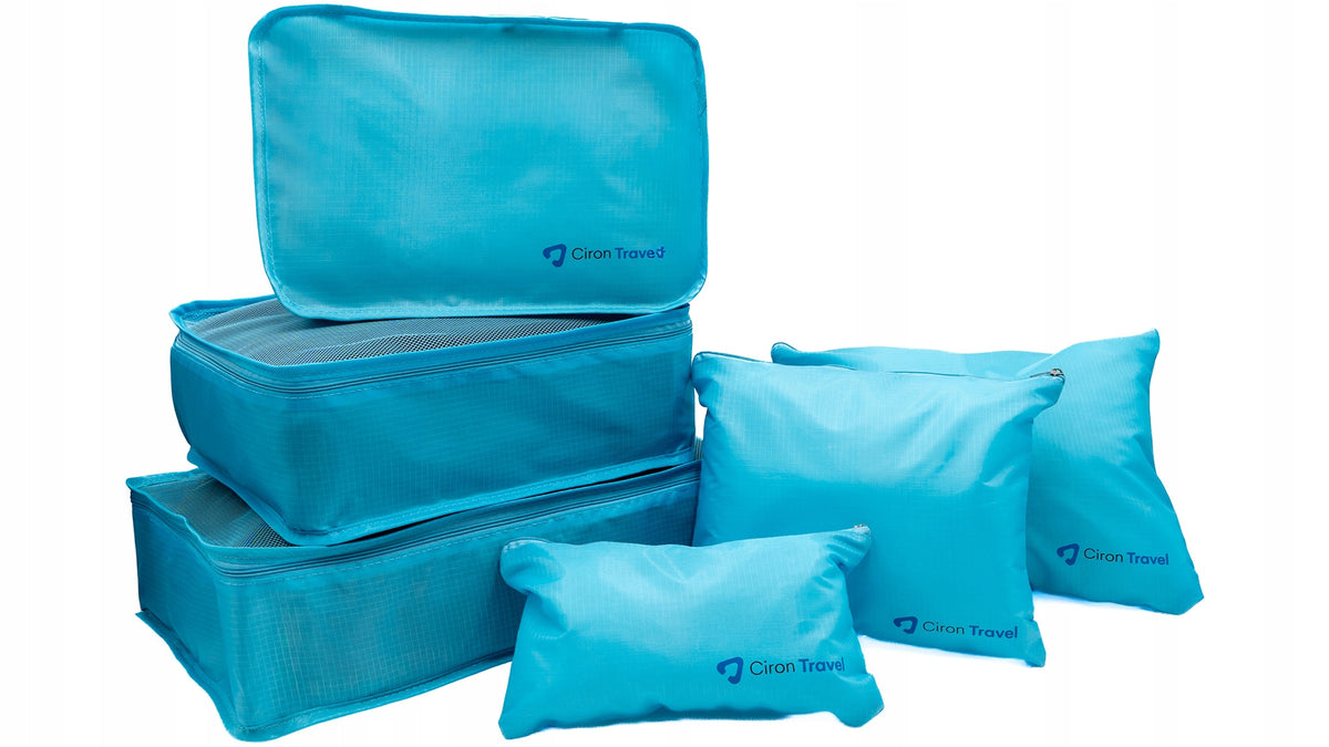 3x CIRON TRAVEL SET OF TRAVEL ORGANIZERS backpack suitcase 6 el. Blue Packaging status original