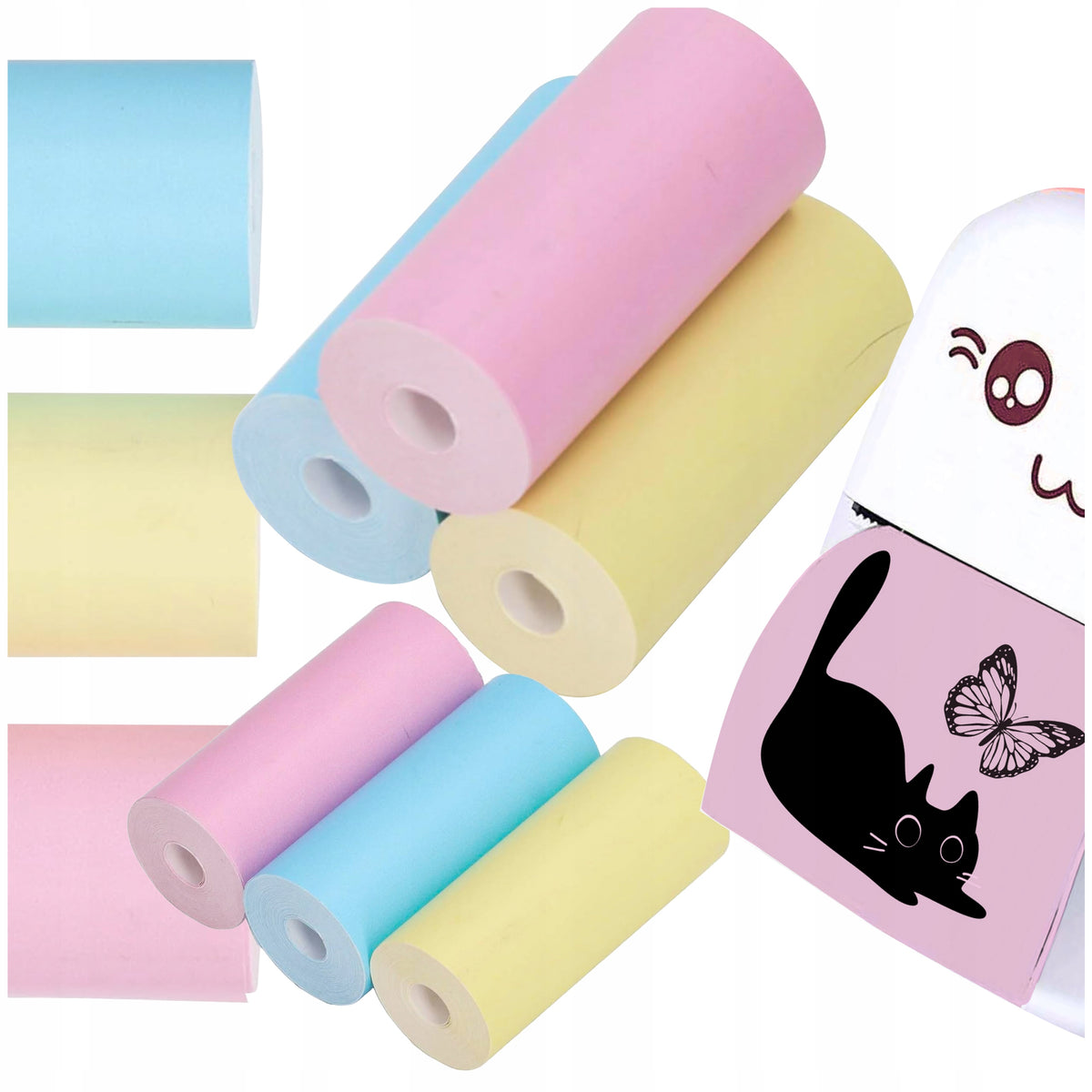 3x COLORED PAPER ROLLS CARTRIDGES FOR THERMAL PRINTER