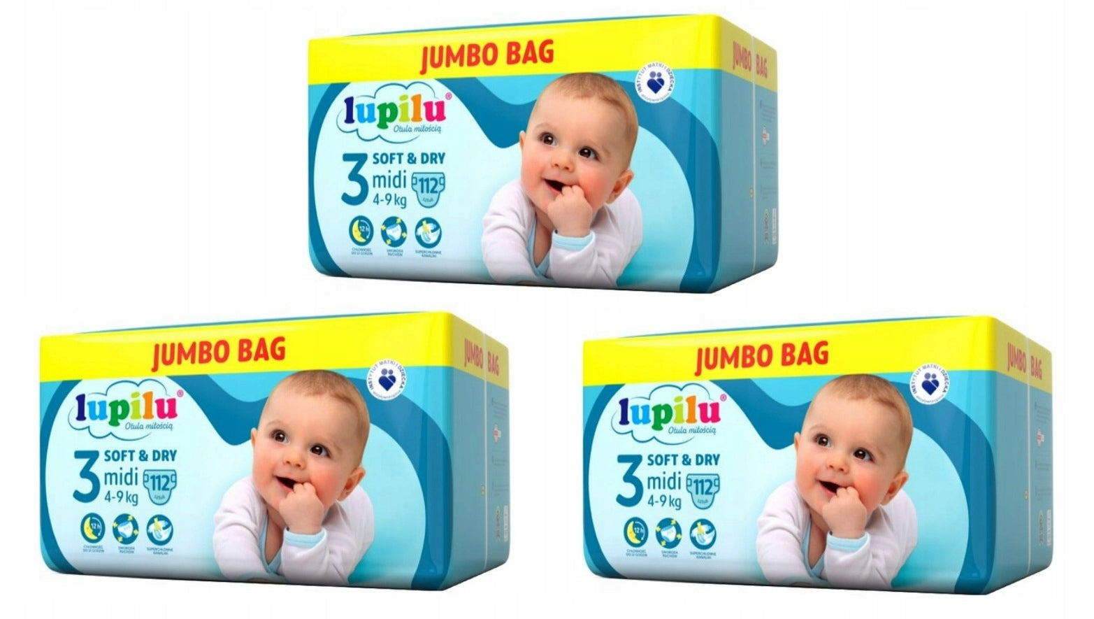 3x Diapers Lupilu Soft & Dry 3 Midi 112 pcs.