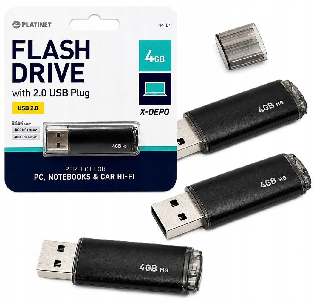 3x FAST PENDRIVE MEMORY 4GB PLATINET USB 2.0 4GB X-Depo