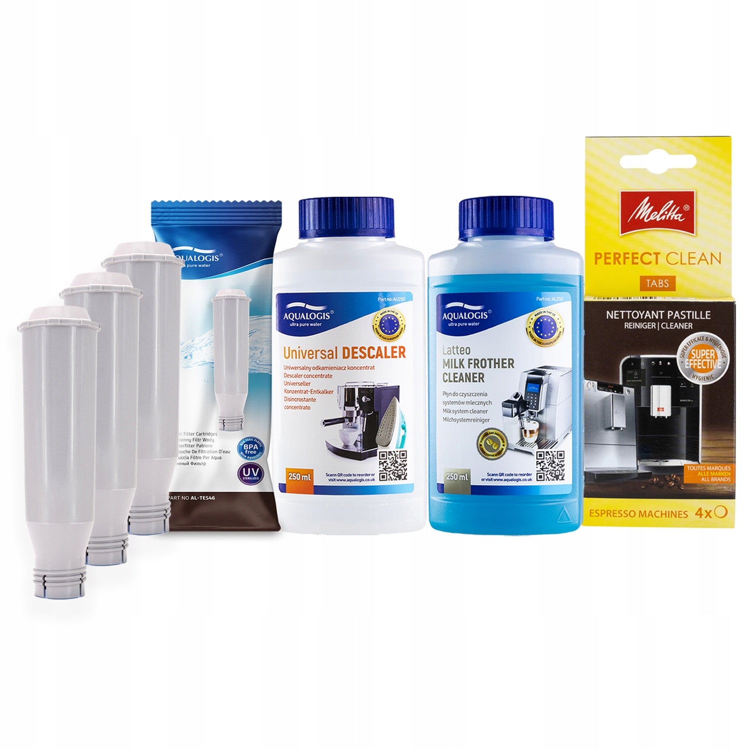 3x Filter For Melitta AL-TES46 + Latteo + Tablets + UniDec
