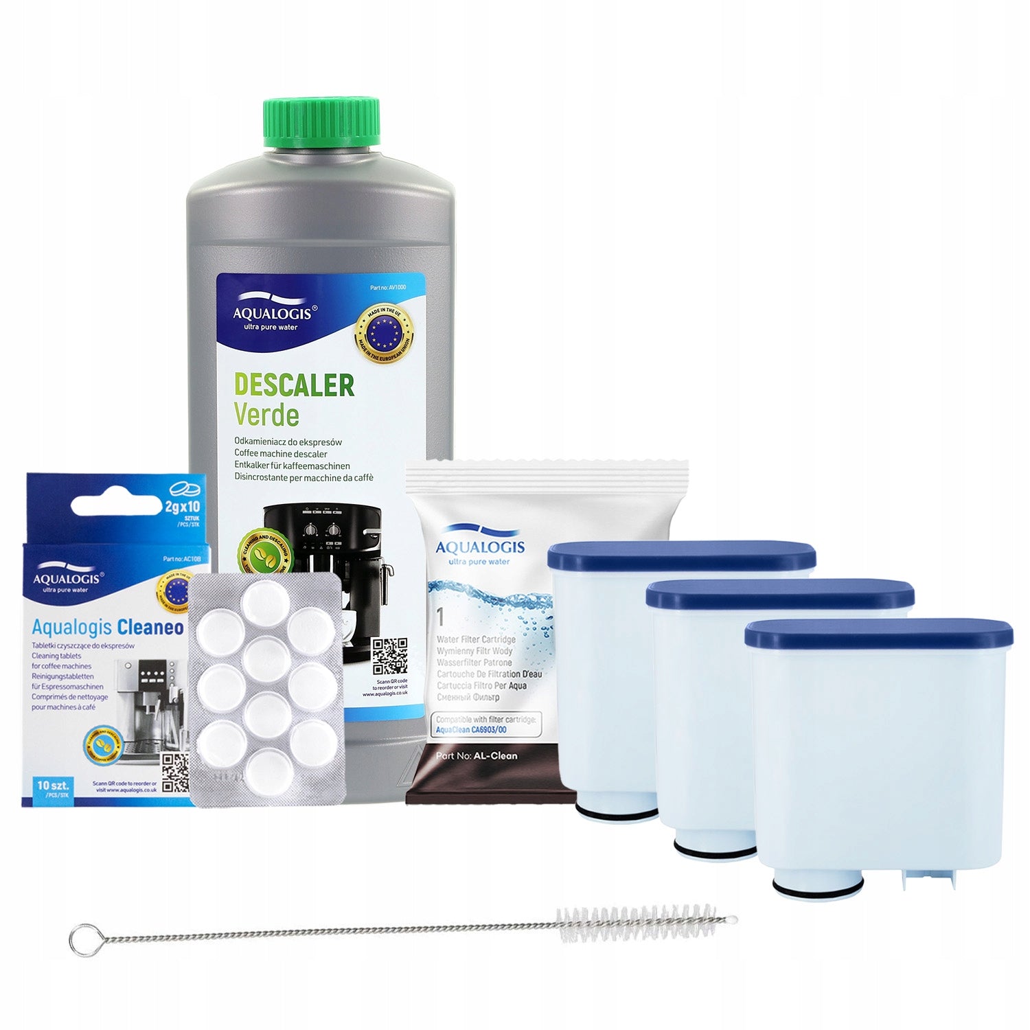 3x Filter For Saeco AL-Clean Machine + Descaler 1L + Tablets + Brush