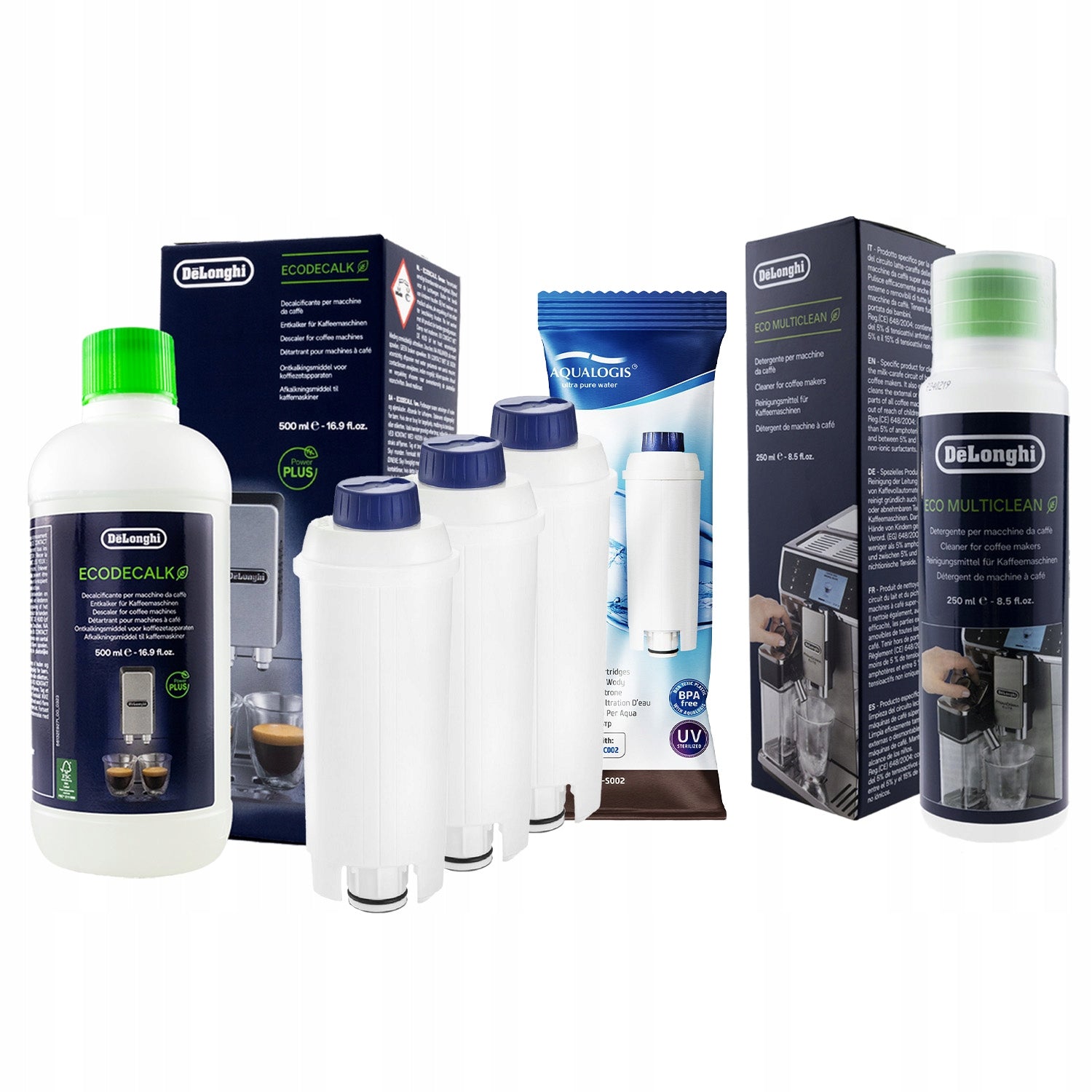 3x Filter for Delonghi AL-S002 + Descaler 500ml + Liquid 250ml