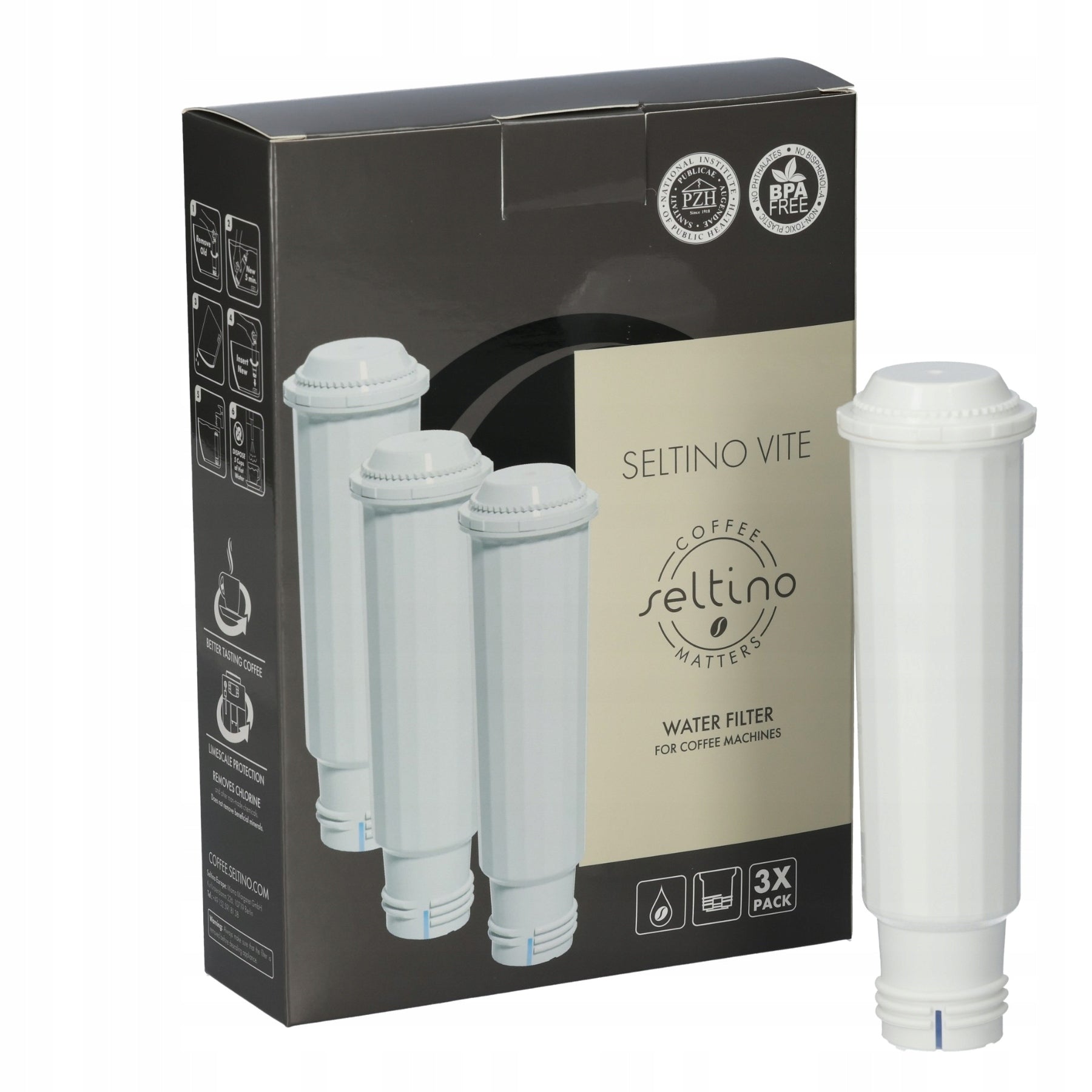 3x Filter for Krups machine replacement Seltino Vite