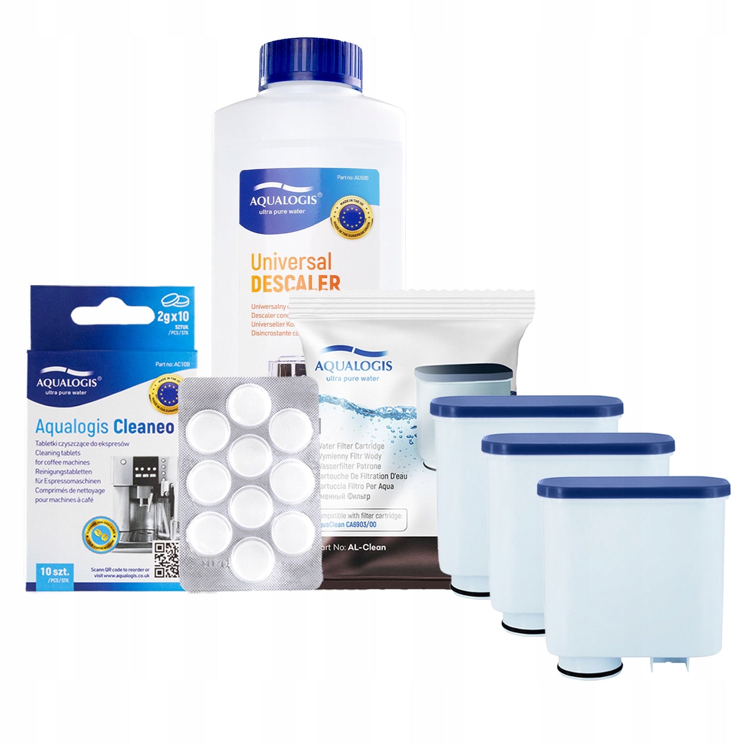 3x Filter for Saeco AL-Clean Express + Descaler 500ml + Tablets