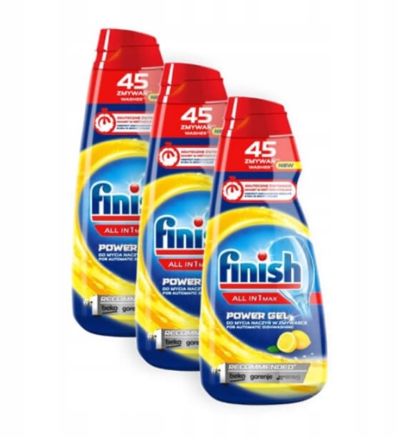 3x Finish 45cycles/ 900ml Power Dishwasher Gel