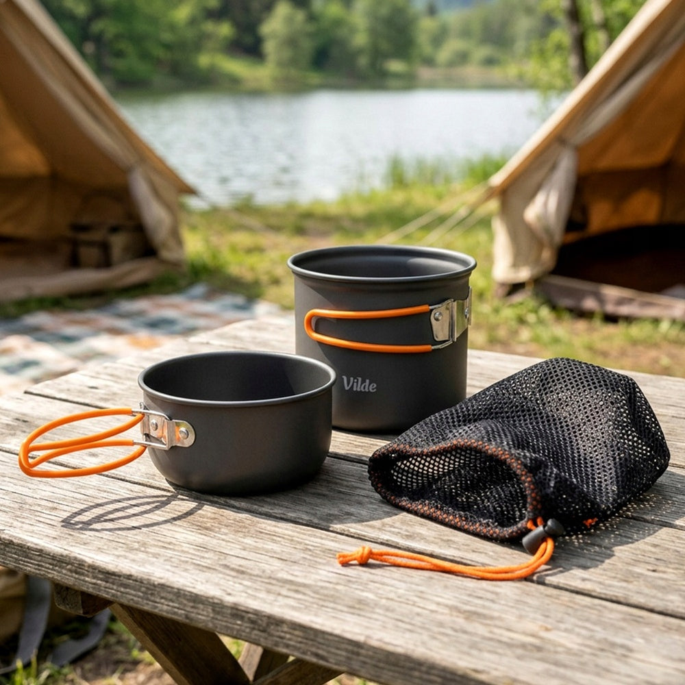 3x Hiking Dishes Camping Picnic Pot Saucer Pan Pots Packaging status original