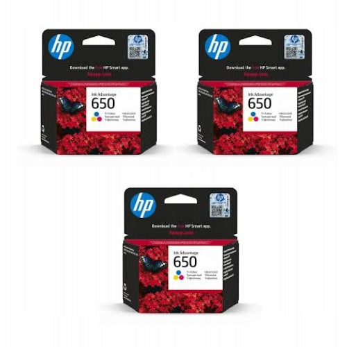 3x Ink HP 650 Colour CZ102AE