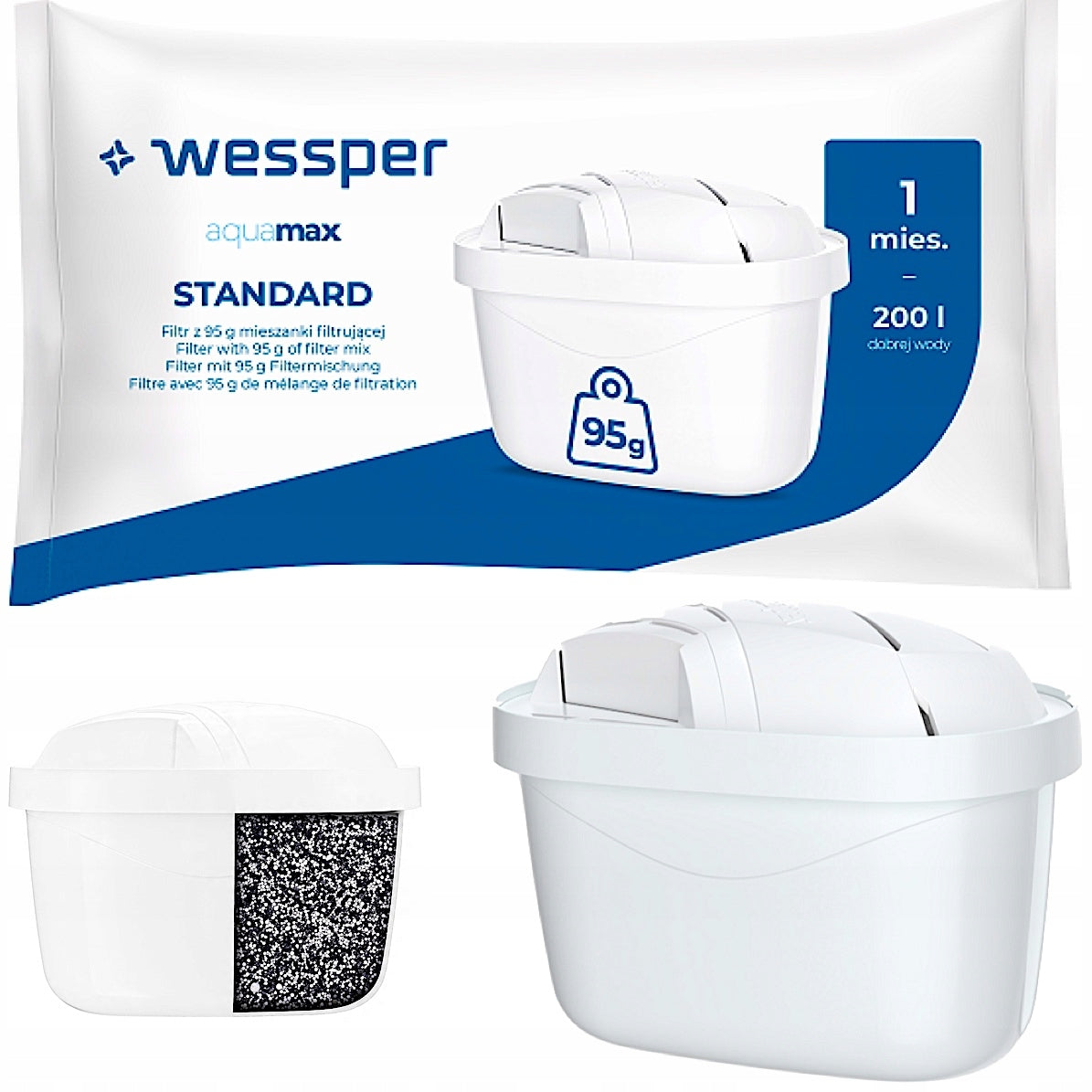 3x MAGNESIUM AQUAMAX MG+ FILTER with magnesium +3x WATER CARTRIDGE for BRITA DAFI JUG Manufacturer code WES003-MG-6