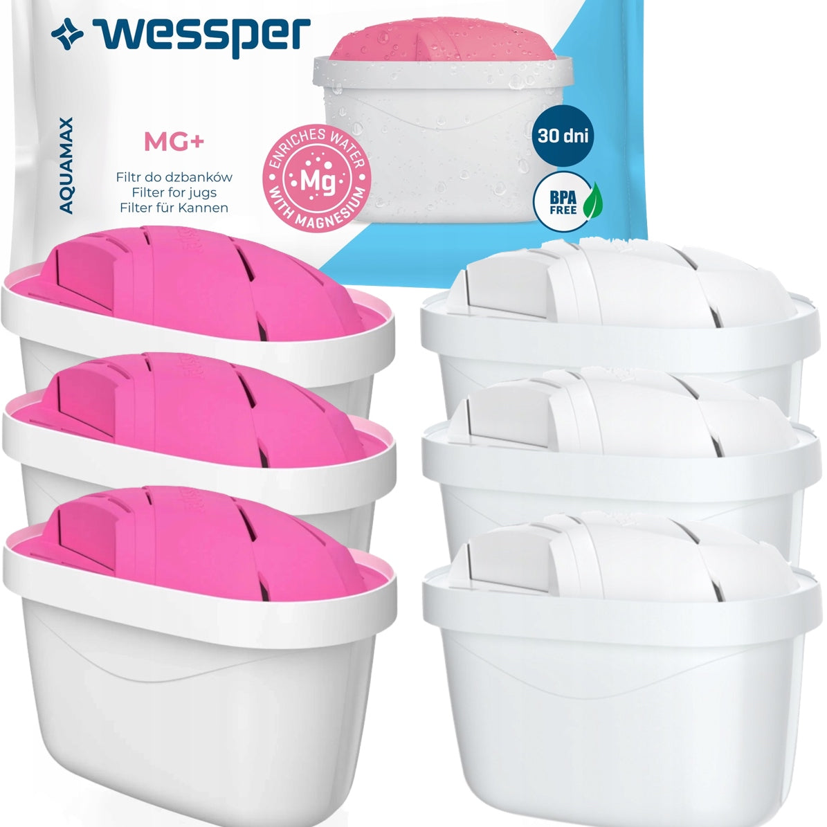 3x MAGNESIUM AQUAMAX MG+ FILTER with magnesium +3x WATER CARTRIDGE for BRITA DAFI JUG