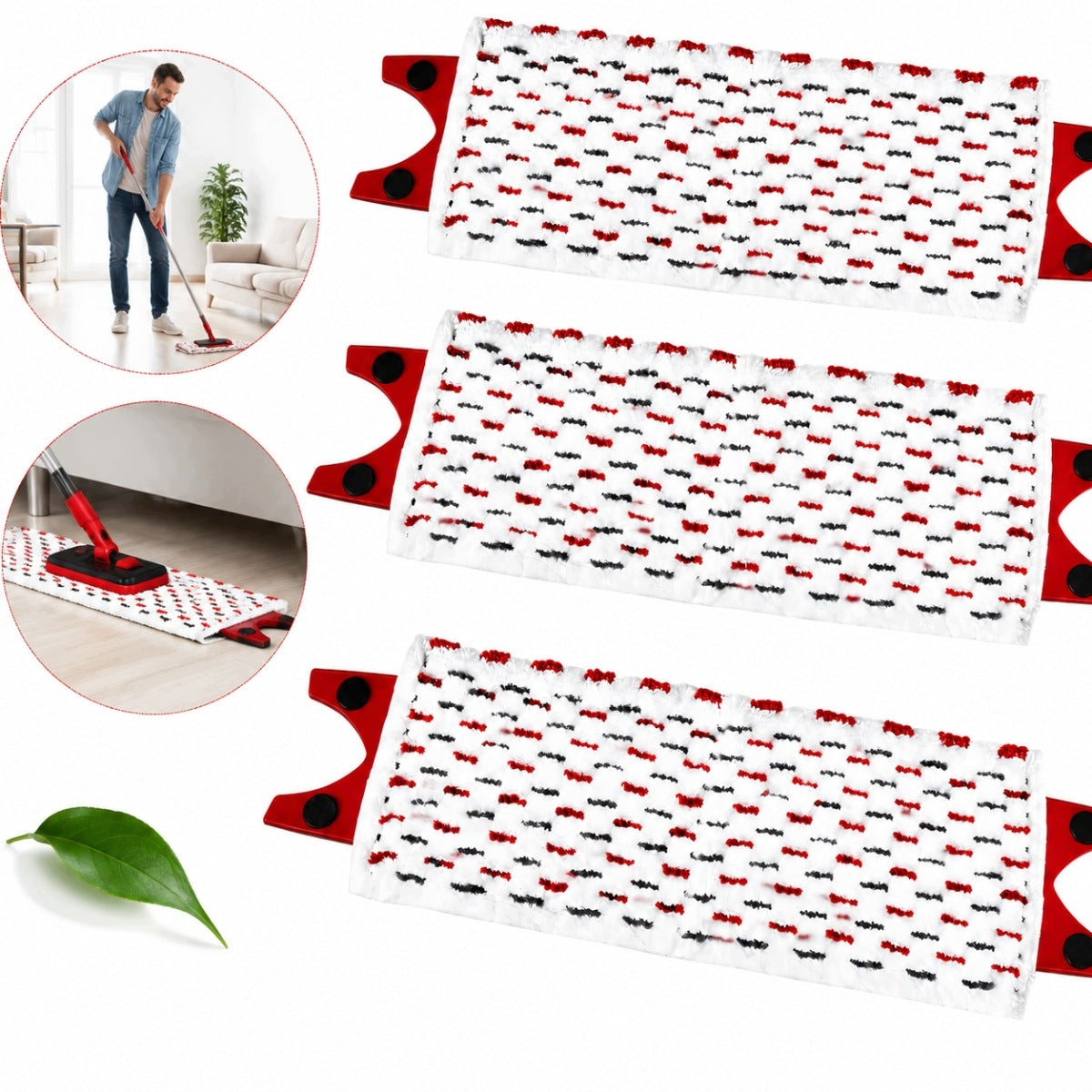 3x MICROFIBER FLAT MOP REPLACEMENT CARTRIDGES OVERLAY SET