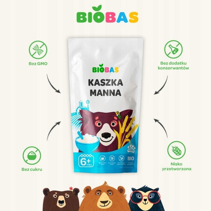 3x Organic Manna Porridge BIO Dairy Free For Children 200g / BioBas Age range 6 months+