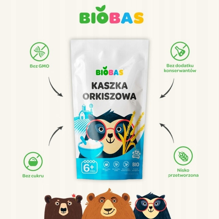 3x Organic Spelt Porridge BIO Dairy Free For Children 200g / BioBas Age range 6 months+