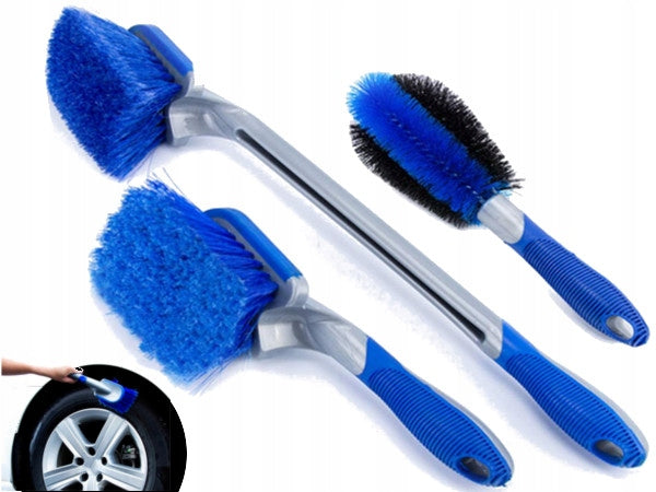 3x PROFESSIONAL Durable Car Wheel Rim Wash Brush Long Handle