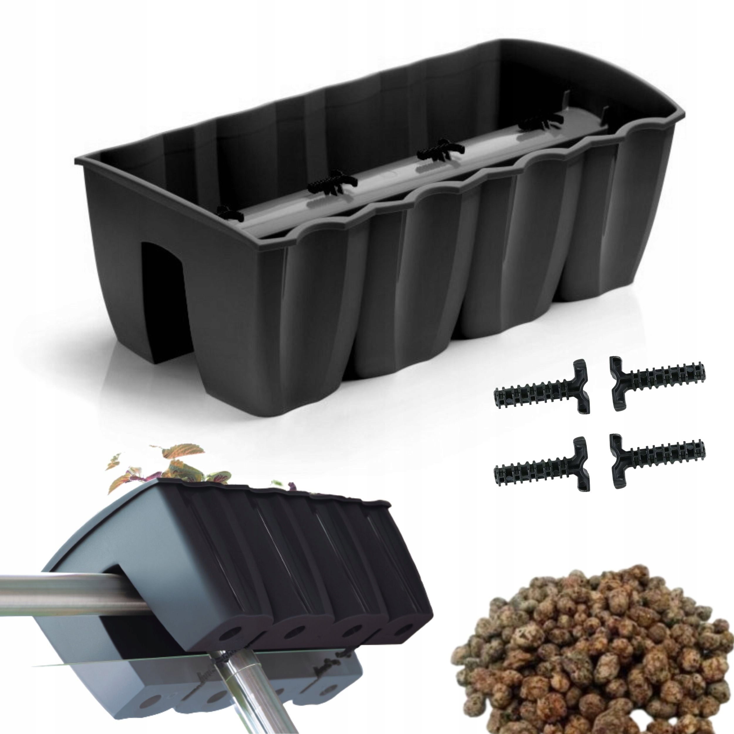 3x Railing box DCRO600, Balcony flowerpot + expanded clay 5l Packaging status original