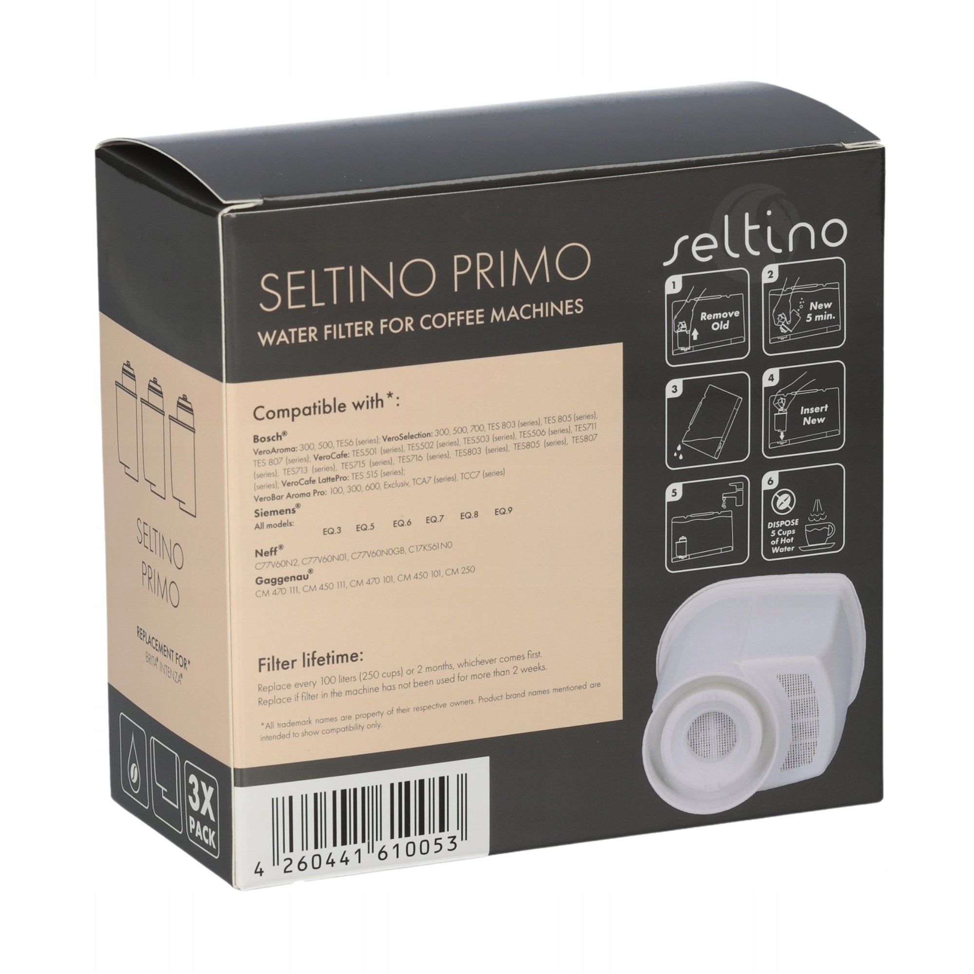 3x Replacement filter for BOSCH SIEMENS descaler 250ml tablets Brand Seltino