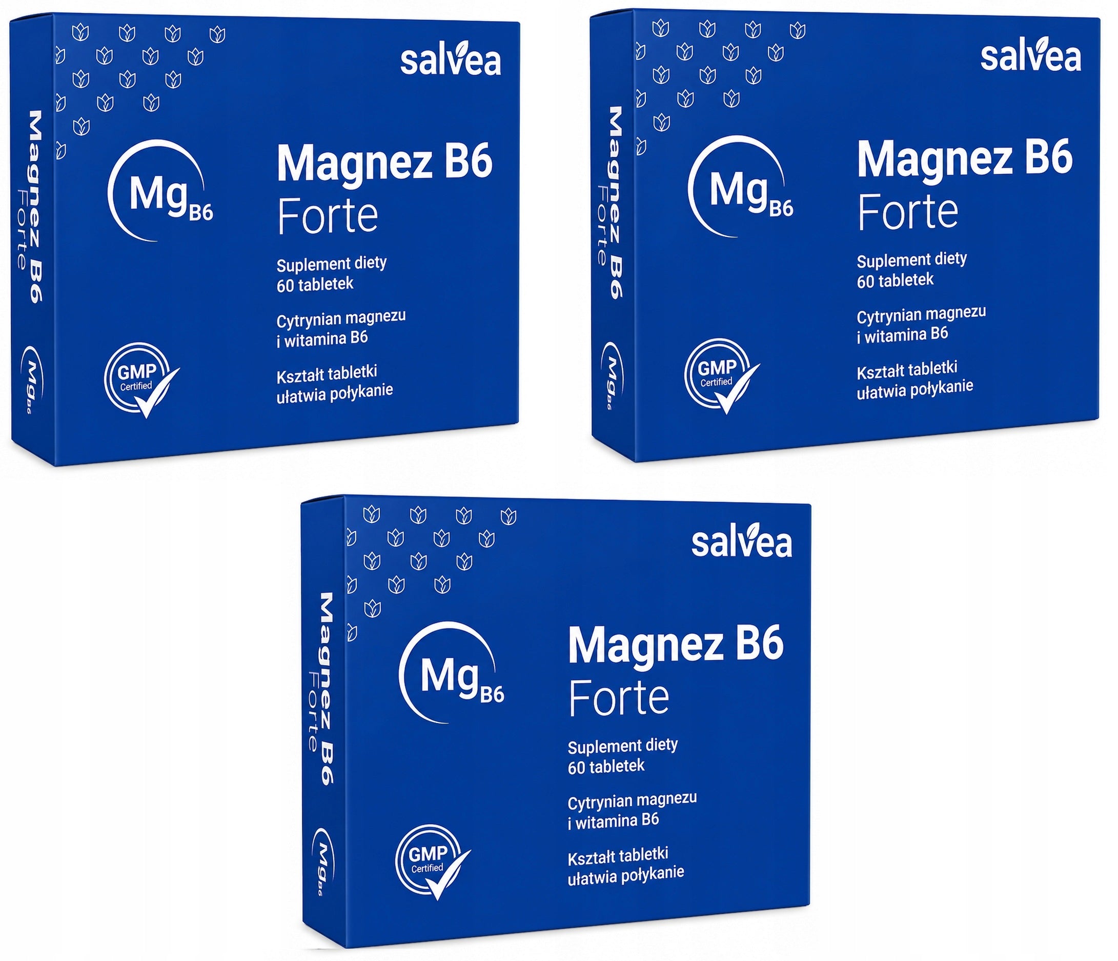 3x Salvea Magnesium B6 Forte Citrate 60 tab SMALL EASY TO SWALLOW GMP