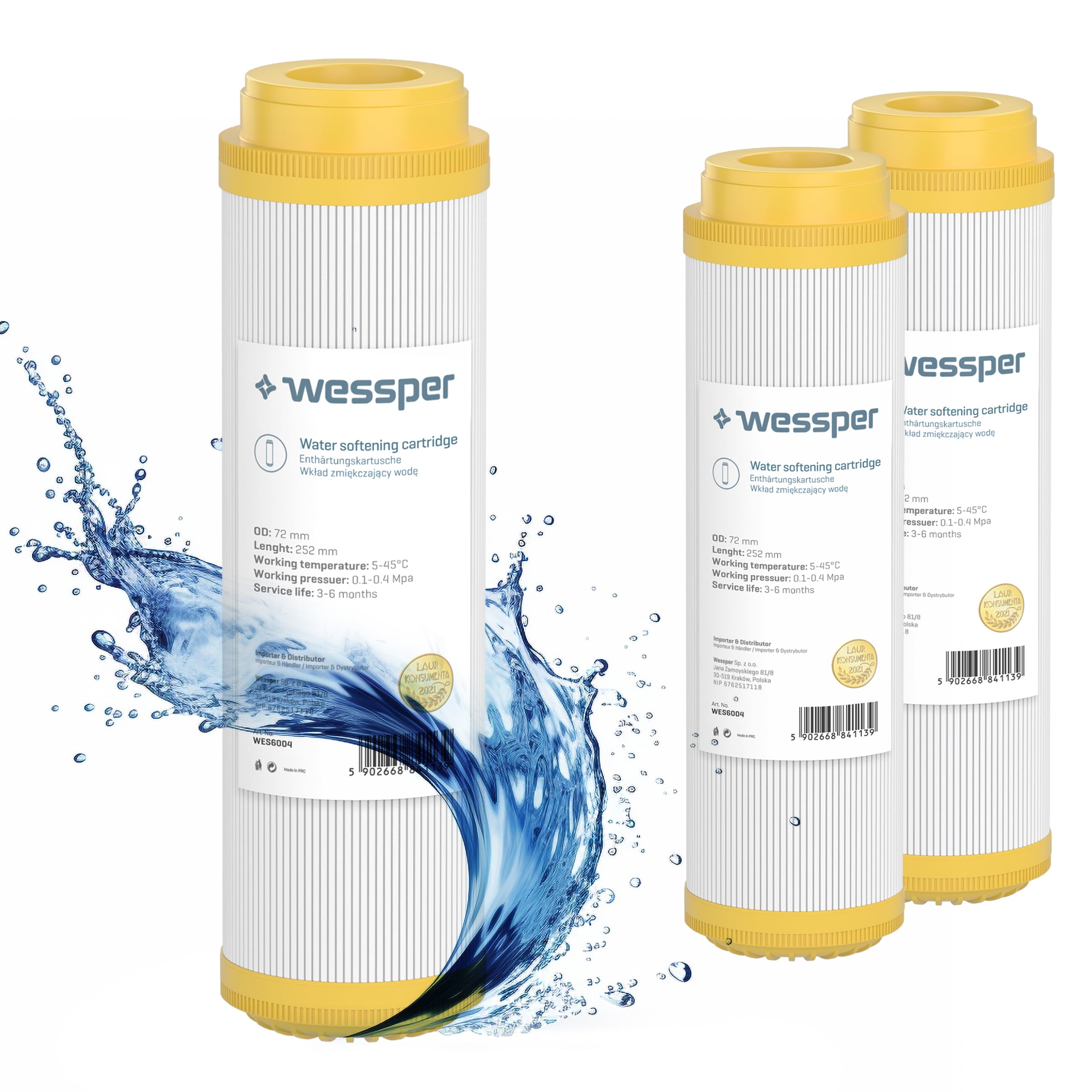 3x Softening Water Filter 10" Ion Resin Cartridge - 3 Pieces
