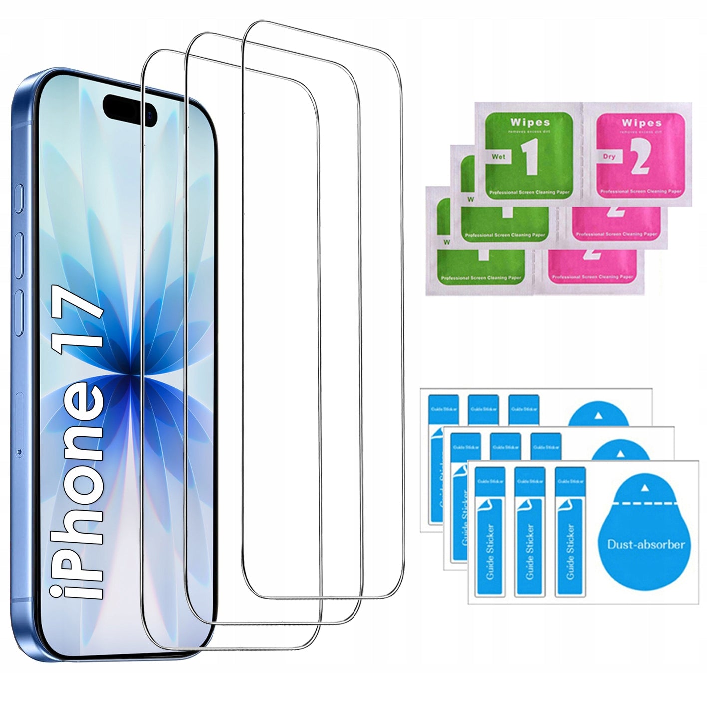 3x TEMPERED GLASS 9H FAST for iPhone 17 FAST SCREEN GLASS