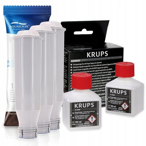 3x Water Filter AL-TES46 Filter For Krups Machine + Cleaning Liquid XS9000