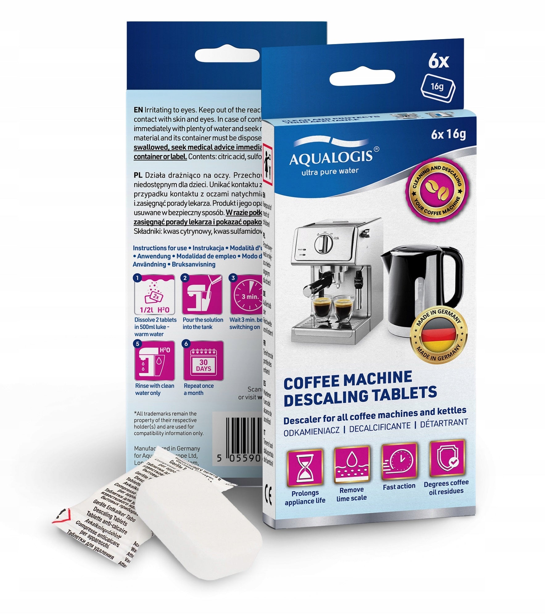 3x Water Filter For Siemens AL-Inte Machine + Decalc Descaler Packaging status original