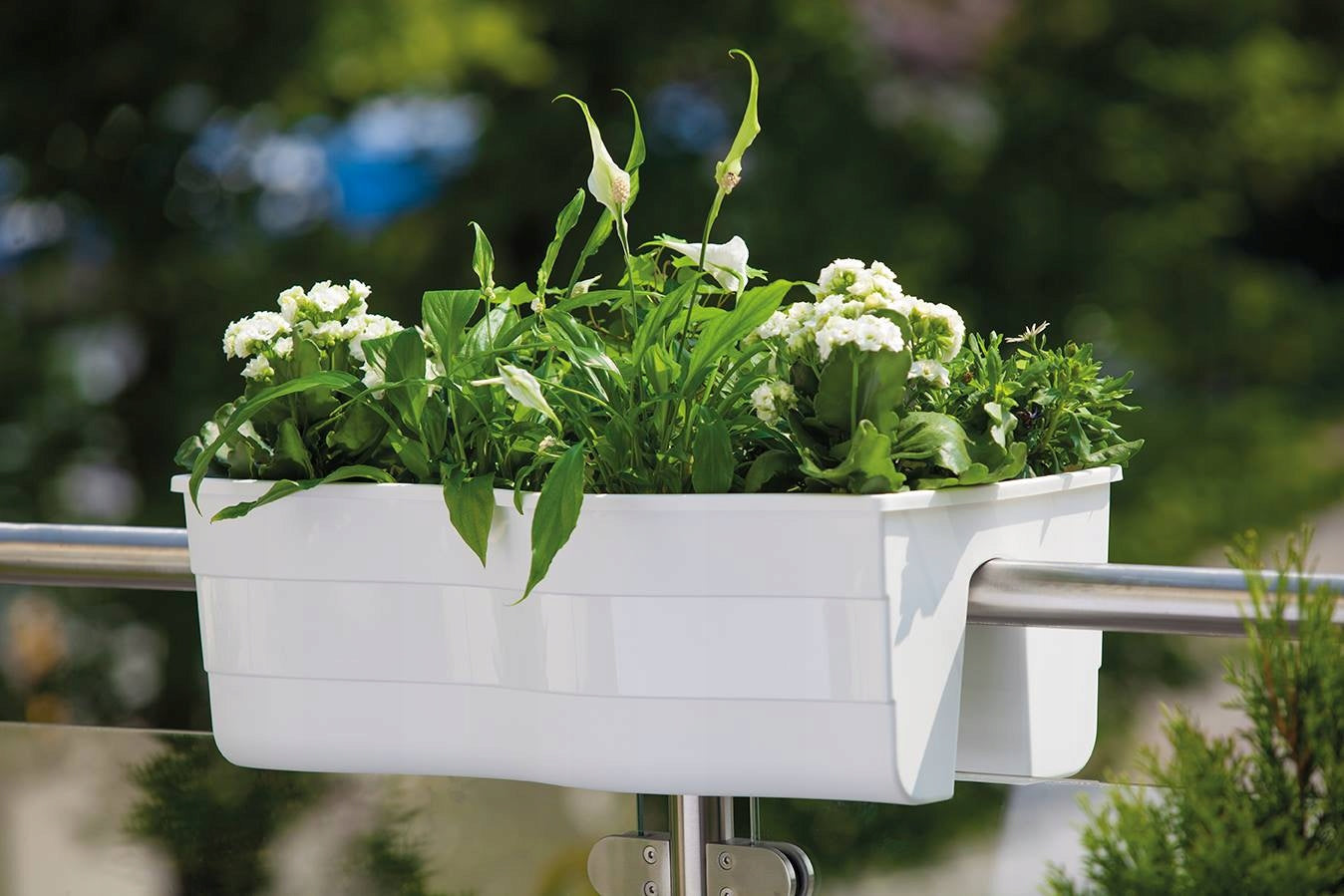 3x Wave 60 railing box, Balcony pot + expanded clay 5l Material synthetic material