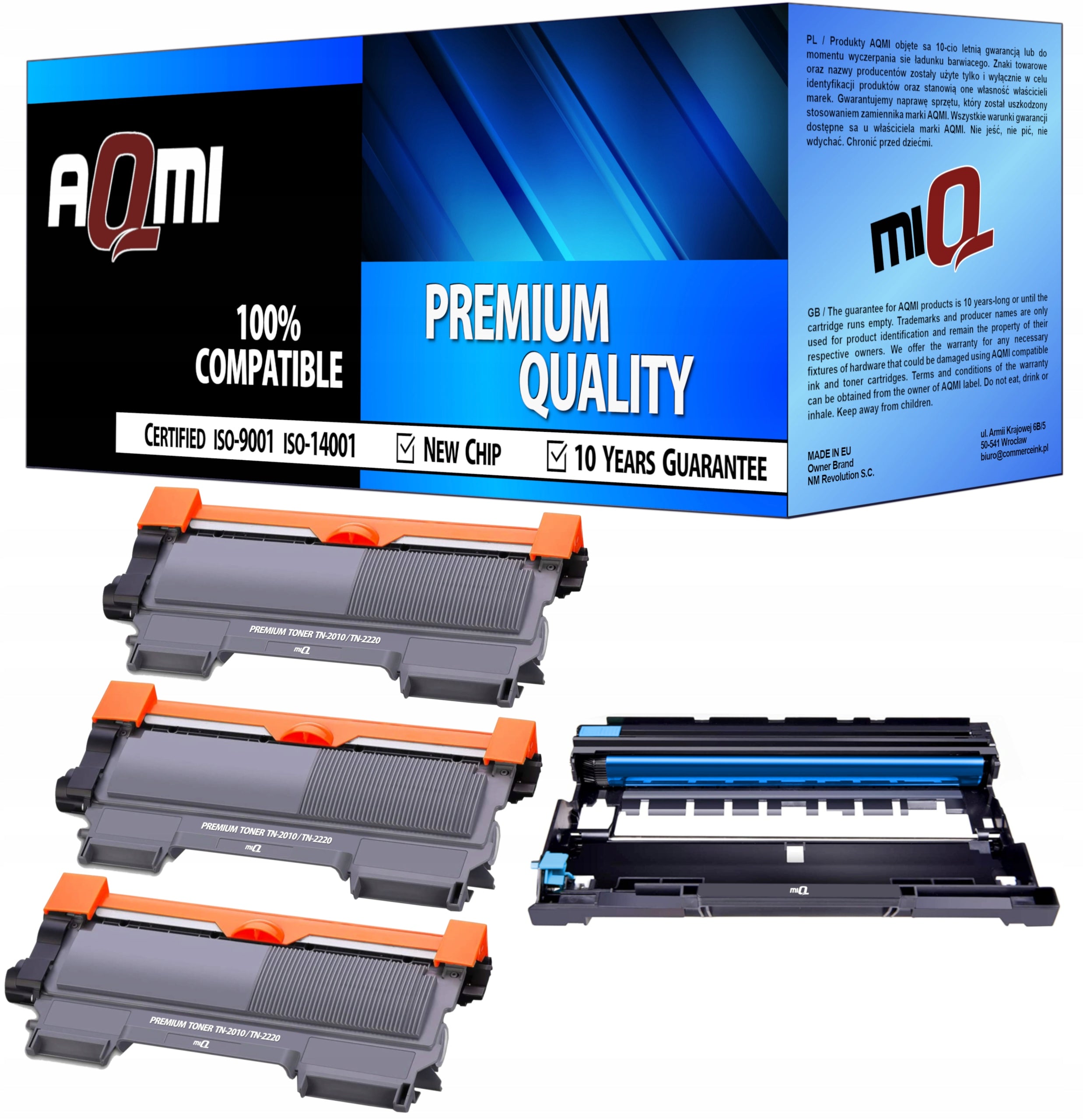 3x XL TONER + DRUM FOR BROTHER HL-2130 HL-2240 HL-2250 DCP-7055 DCP-7055W