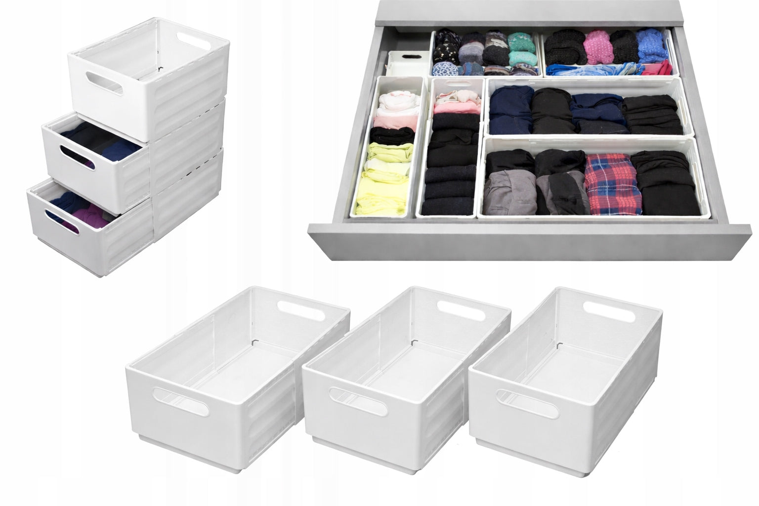3x XL Wardrobe Organizer for Underwear and Socks Sliding into Drawer
