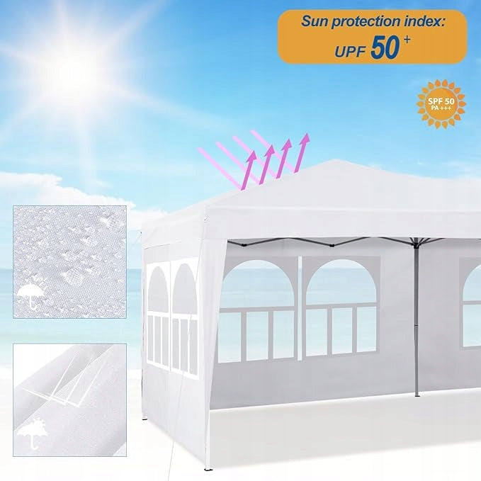 3x6 FOLDING TENT UV RESISTANT PAVILION WATERPROOF FOLDING WALLS Length 6 m
