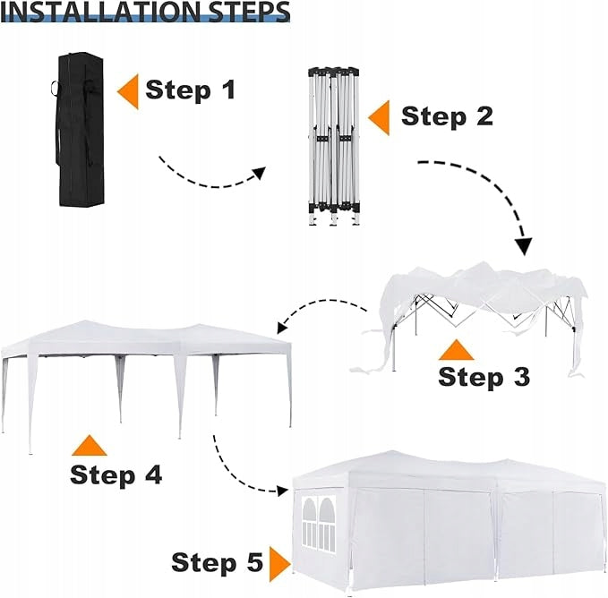 3x6 FOLDING TENT UV RESISTANT PAVILION WATERPROOF FOLDING WALLS Number of side walls 4 walls
